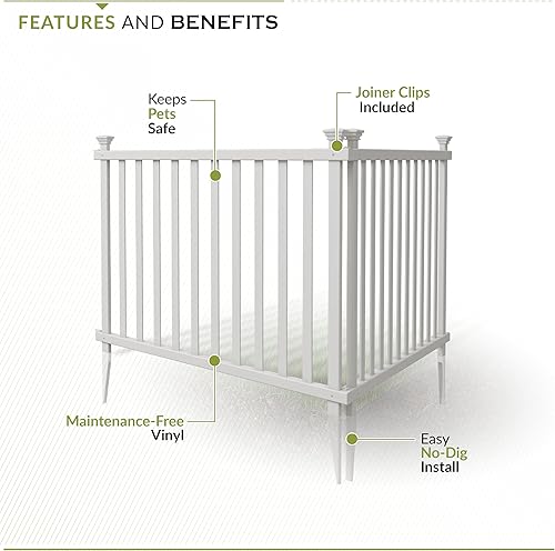 Vista 20 de Zippity Outdoor Products ZP19001 Madison - Valla de vinilo con estaca, no requiere excavación, color blanco 30 x 56.5 pulgadas (1 caja, 2 paneles)