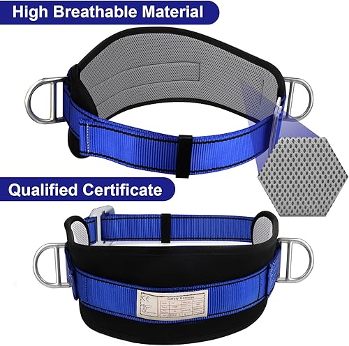 Miniatura 4 de Trsmima - Cinturón de seguridad para escalar, cinturón de escalada con almohadilla para la cintura y 2 anillos D, kit de cinturón de seguridad