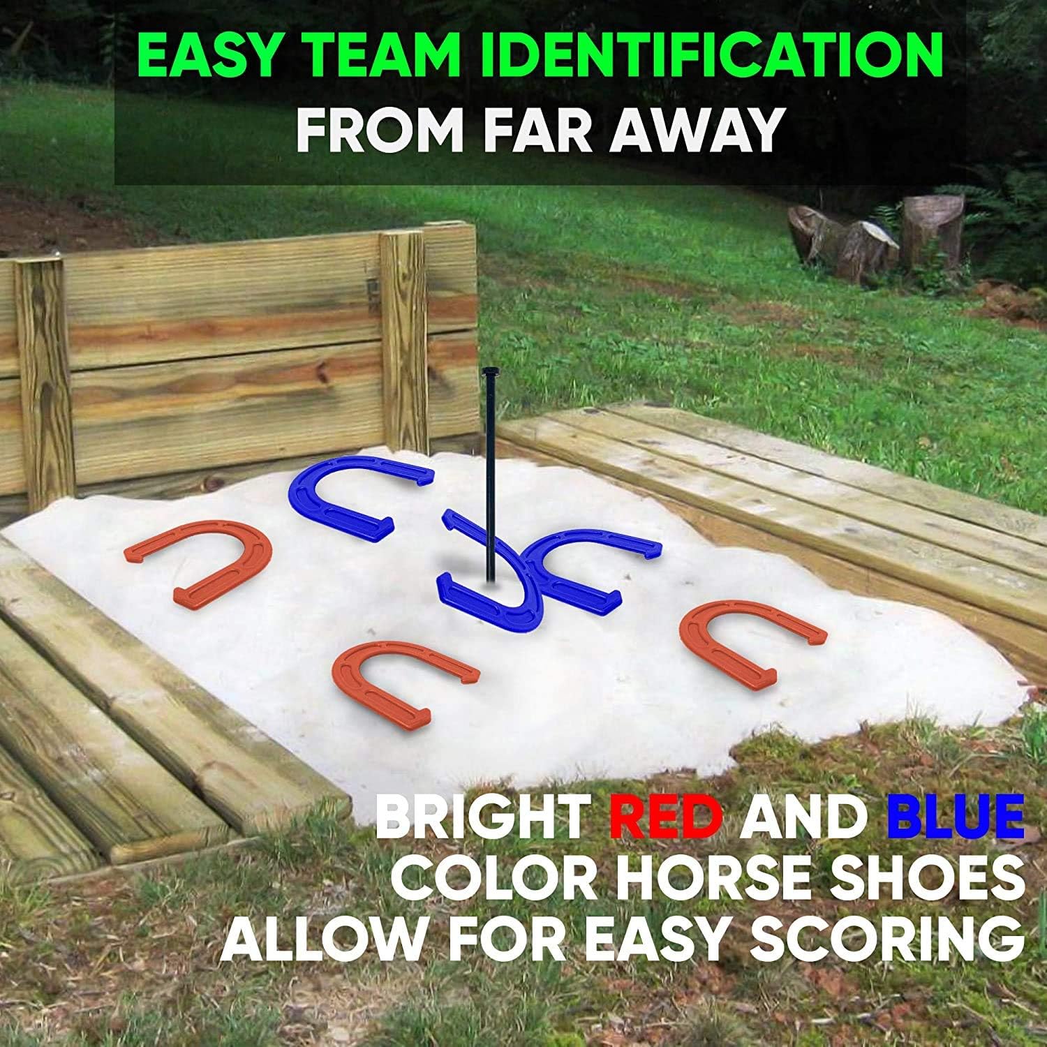 NextClimb Lawn Horseshoes Game - Kids and Family Outdoor Backyard Horse Shoes Set Kit - Sturdy Steel Spikes & Safe Rubber Shoes : Sports & Outdoors