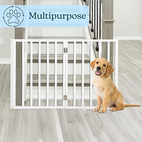 Miniatura 6 de PETMAKER - Puerta de madera independiente para mascotas, valla plegable para interiores con diseño ligero para perros, gatos y mascotas