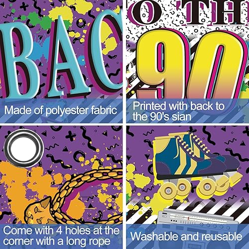 Miniatura 6 de Cartel de fiesta temática de los años 90, decoración retro de los 90, suministros de fondo de graffiti de hip hop retro de los 90, decoración de