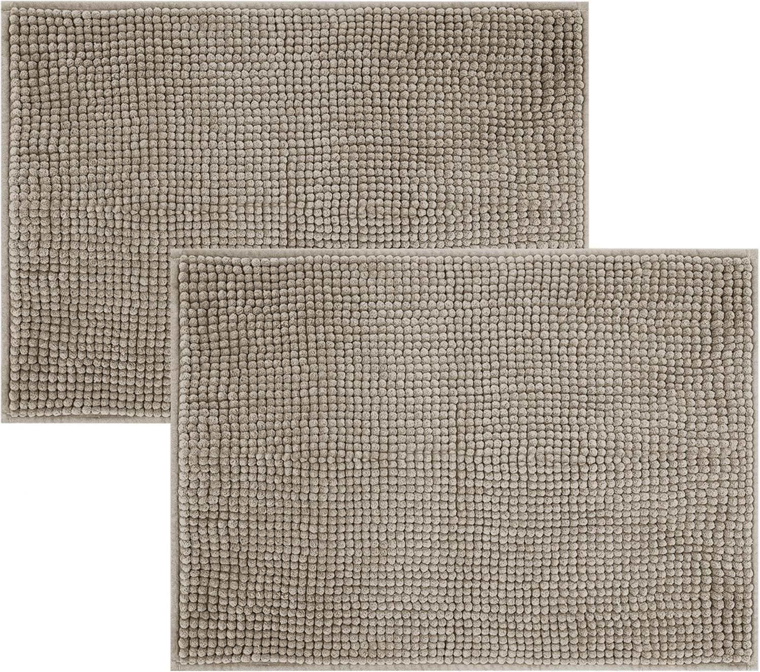 Hafaa Khaki Bath Mat Non Slip Anti Mould โ (2 Pack) 40x60 cm Chenille Bathroom Mat โ image 1