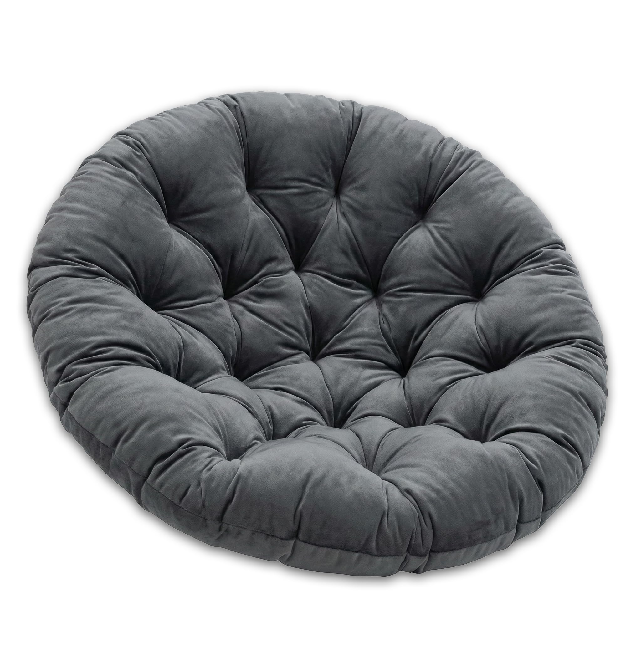 SuperKissen24. Kissen für Hängesessel, Hängestuhl - Runde Sitzkissen mit Silikonfaser - Kissen für Hängeschaukel aus Samtstoff - Hängesitz - Indoor & Outdoor - Dekokissen für Allergiker - Anthrazit