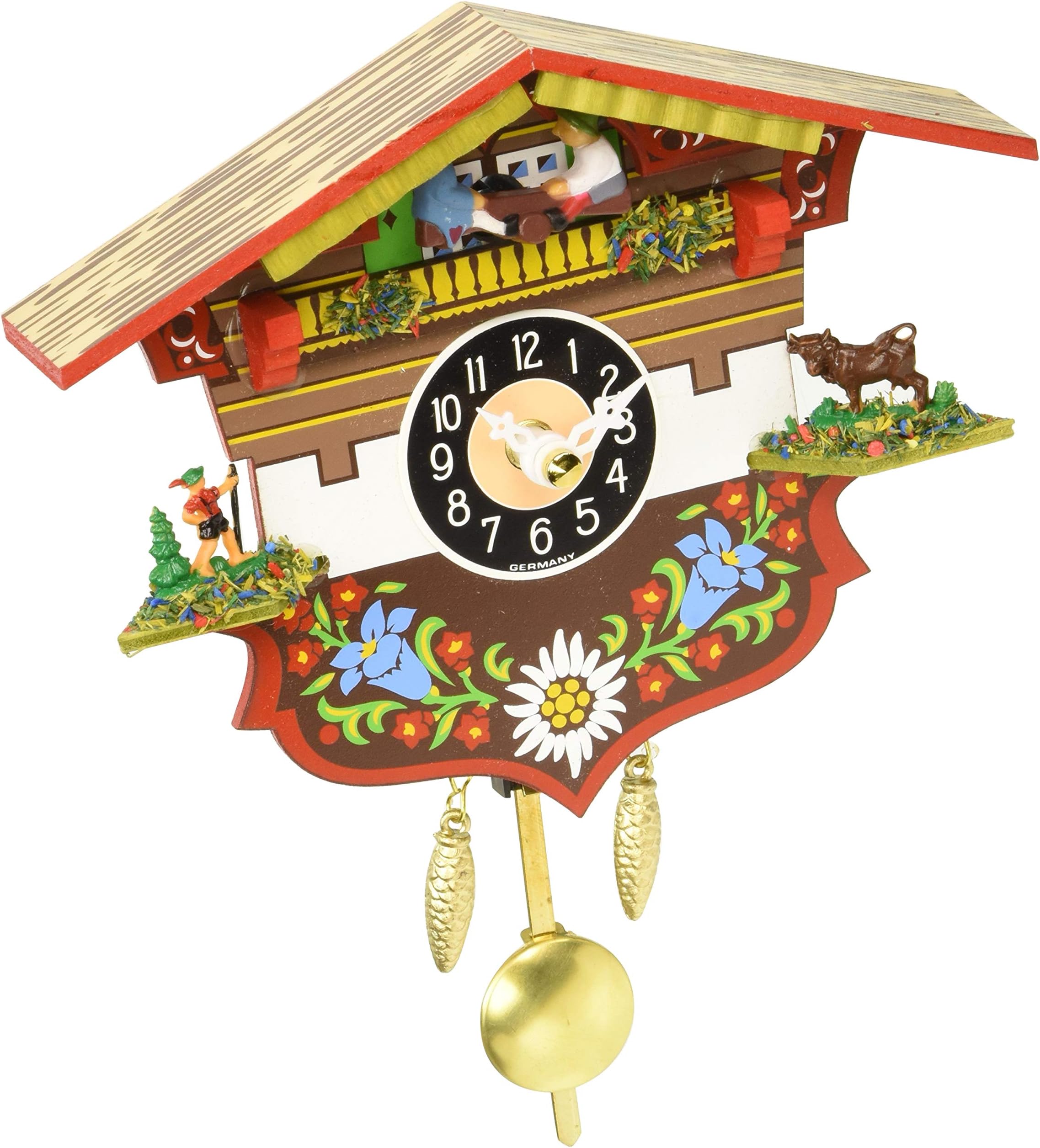 Alexander Taron Engstler Battery-Operated Clock - Mini Size with Music/Chimes - 5" H x 5.75" W x 2.5" D