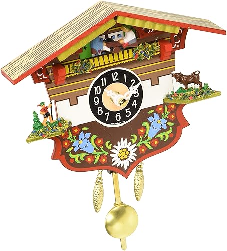 0143KQP Engstler - Reloj con pilas, tamaño mini con música/campanillas, 5 pulgadas de alto x 5.75 pulgadas de ancho x 2.5 pulgadas de profundidad,