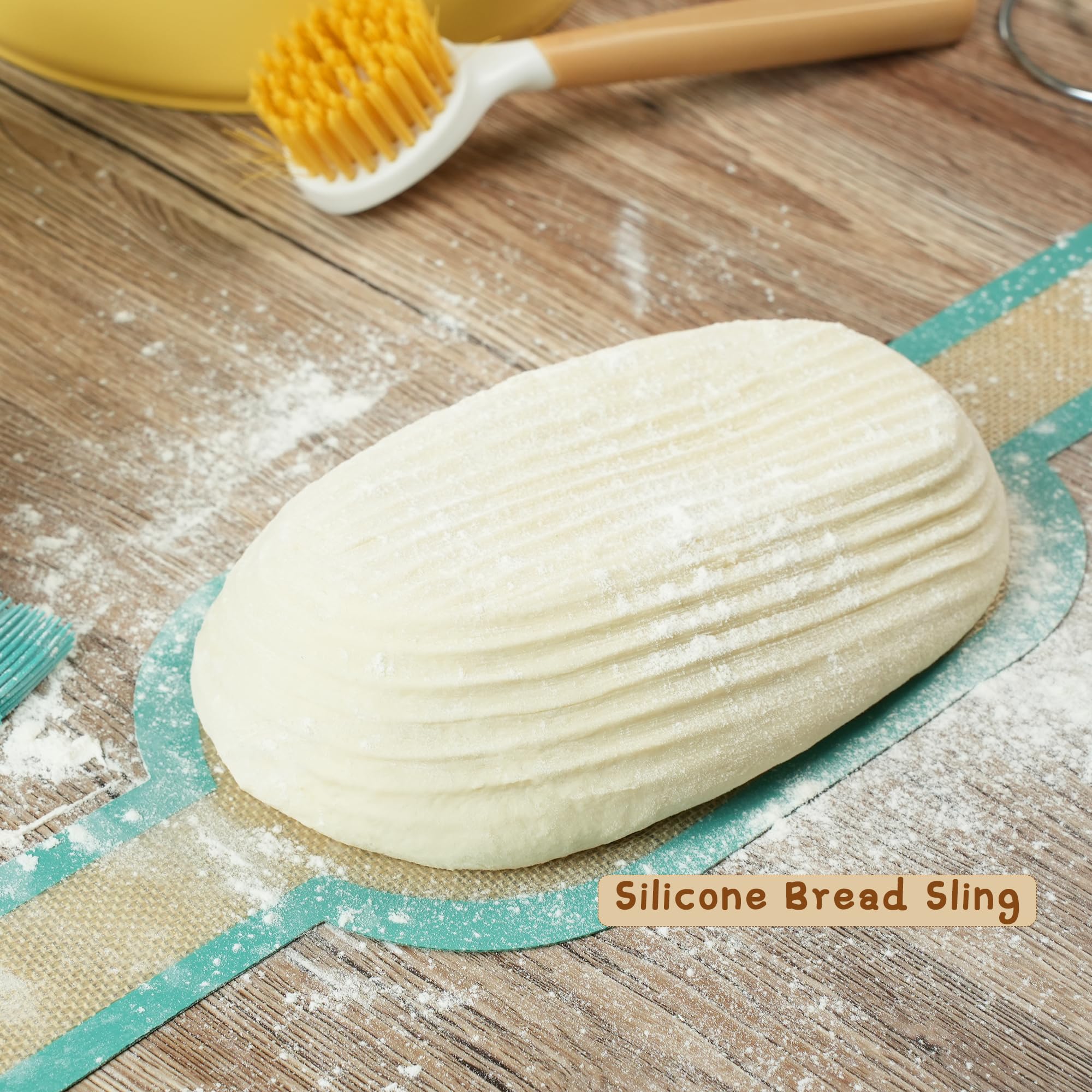 Juego de hornear pan de masa madre, cestas ovaladas de 10 pulgadas y 9 pulgadas redondas a prueba de pan Banneton con forro de lino, correa de pan de silicona