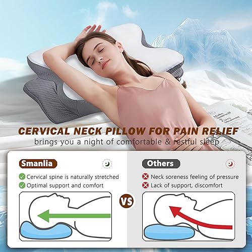 Miniatura 2 de Almohada cervical para el cuello para aliviar el dolor, almohadas ergonómicas de espuma viscoelástica para dormir, almohadas de apoyo para el cuello
