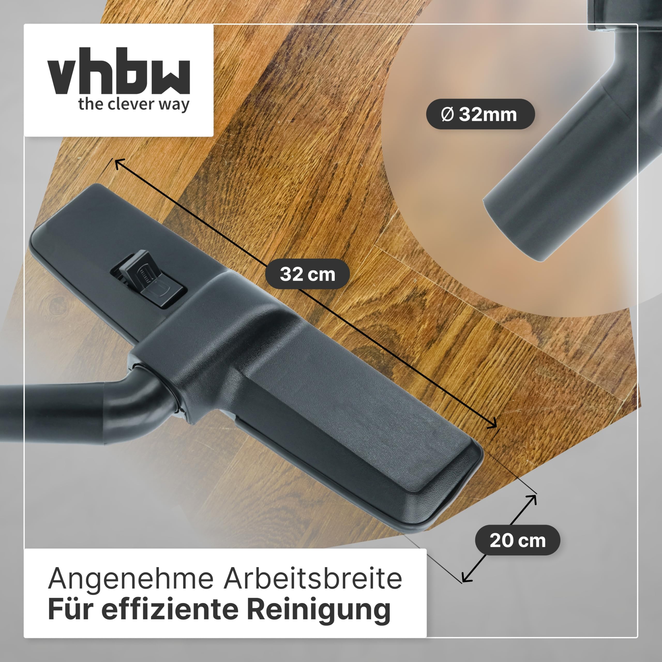 vhbw bocchetta per tappeti compatibile con Hitachi CV-300 P, CV-3300, CV-3200, CV-400P eco, CV-400 eco aspirapolvere con attacco rotondo 32mm