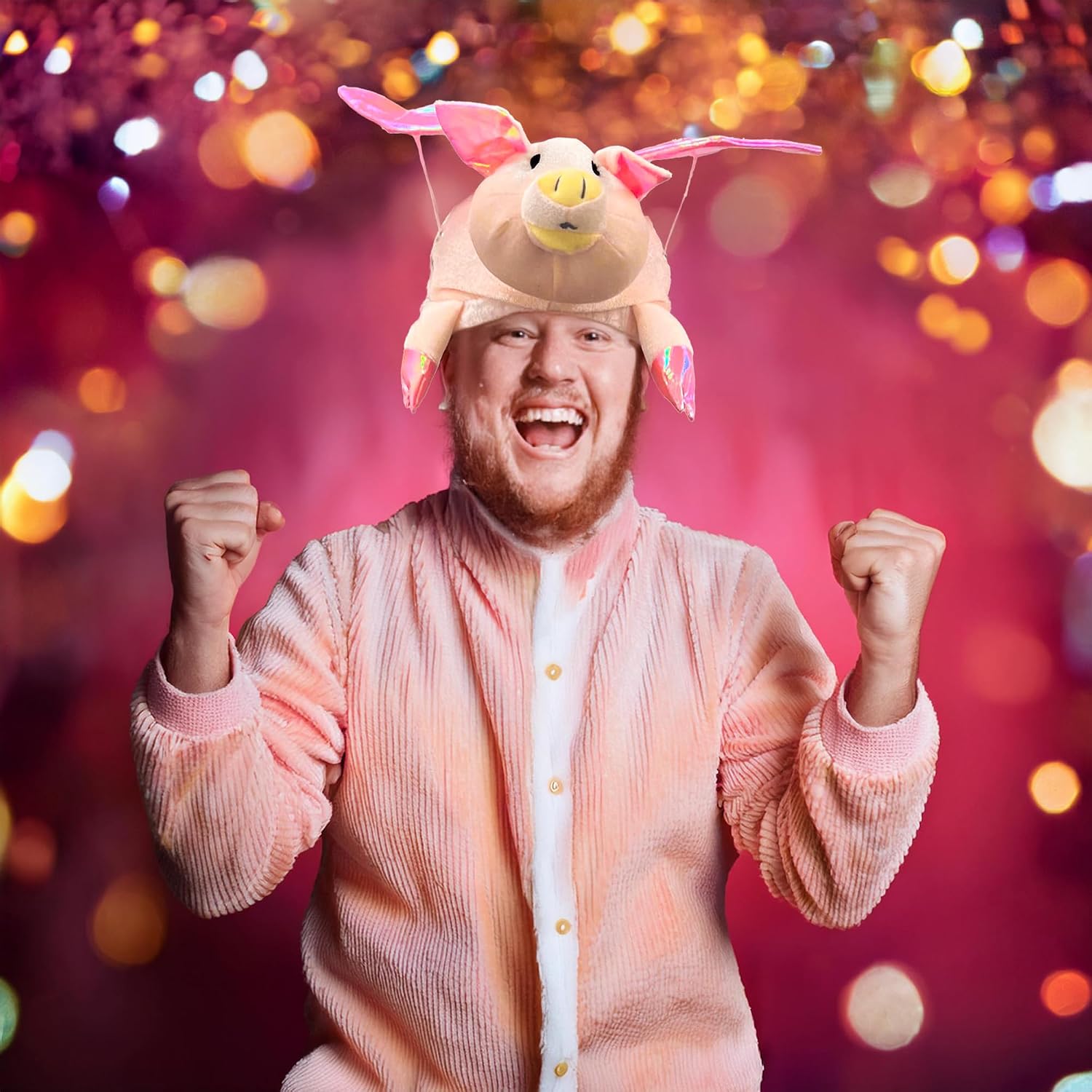 Vaulted Skulls & Co Flying Pig Hat | Pig Hat with Wings | When Pigs Fly Hats | Funny Pigs Cap | Piggy Hats w/Flying Wings | Pigs Costume Accessory | Pink | Standard Size