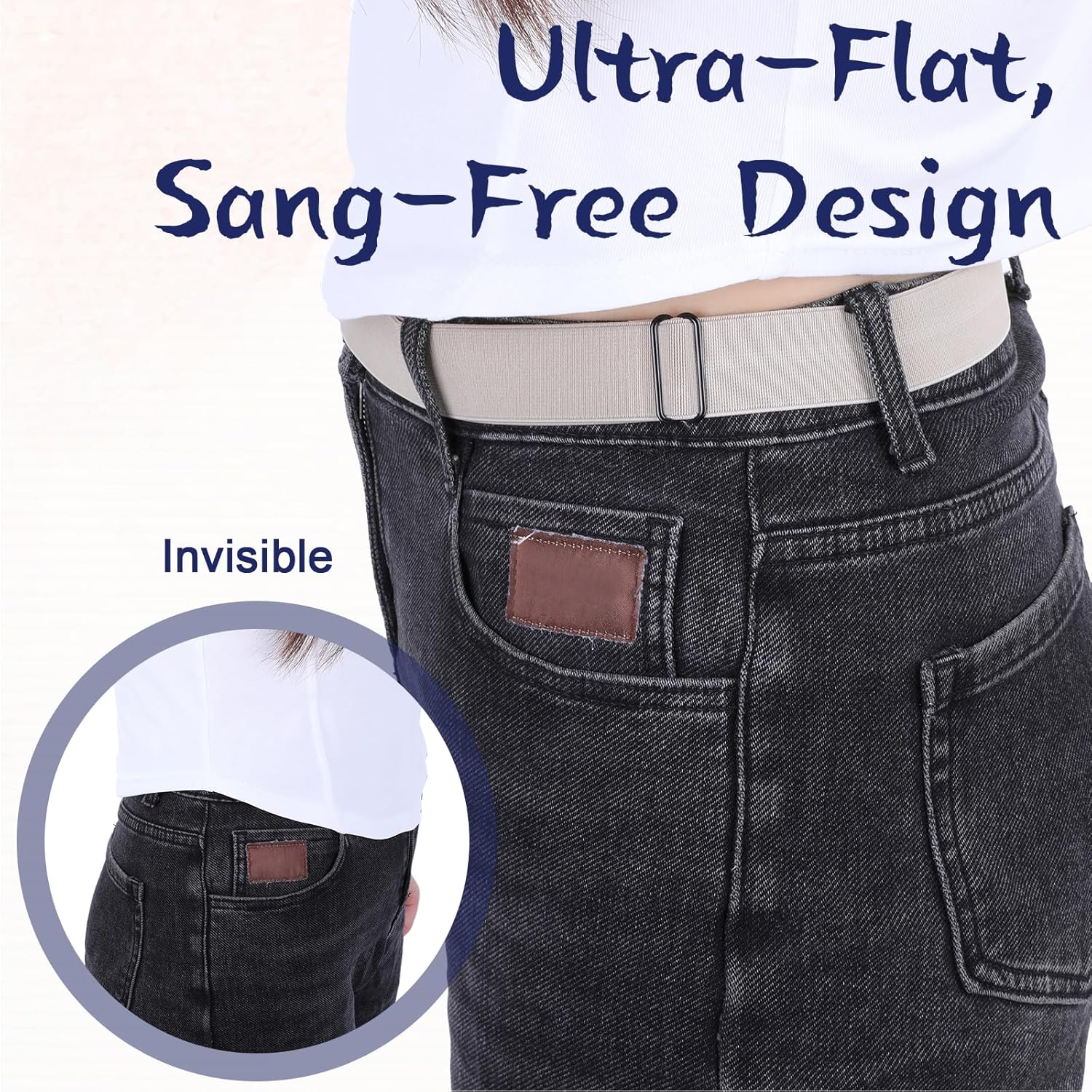 12 Pcs No Show Elastic Stretch Belts for Women, Invisible Adjustable Strap Belt with Flat Buckle for Jeans Pants Dresses - Image 3