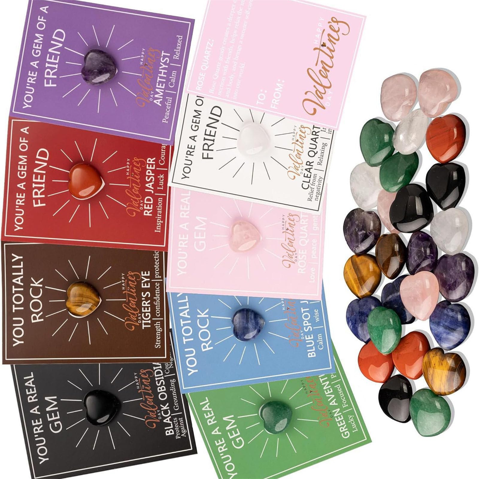 Pendentifs en pierre en forme de cœur de poche pour rituels de méditation