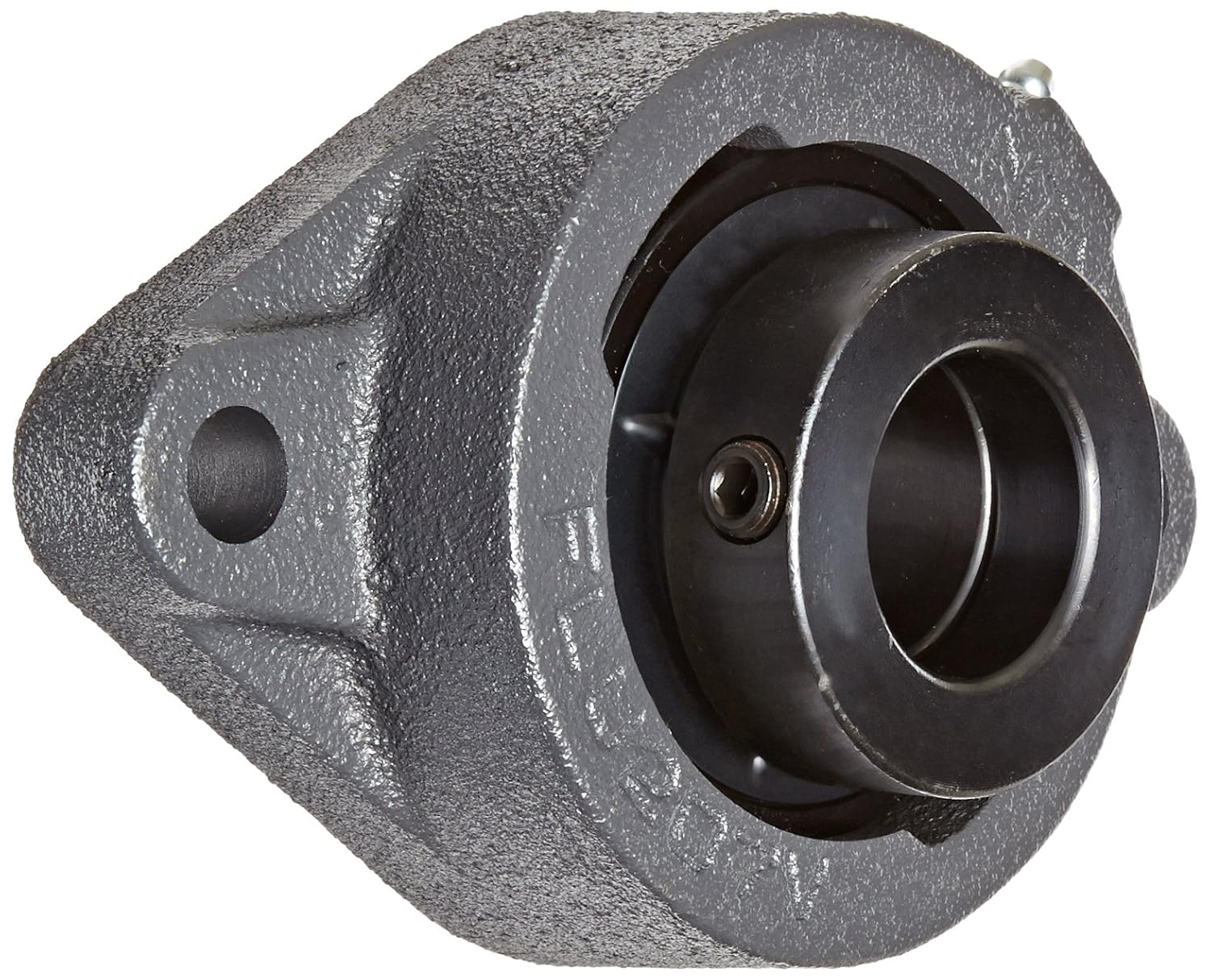 NTN UELFLU-1.1/4 Light Duty Flange Bearing, 2 Bolts, Eccentric Lock, Regreasable, Contact and Flinger Seals, Cast Iron, 1-1/4" Bore, 3-1/4" Bolt Hole Spacing Width, 4-9/32" Height