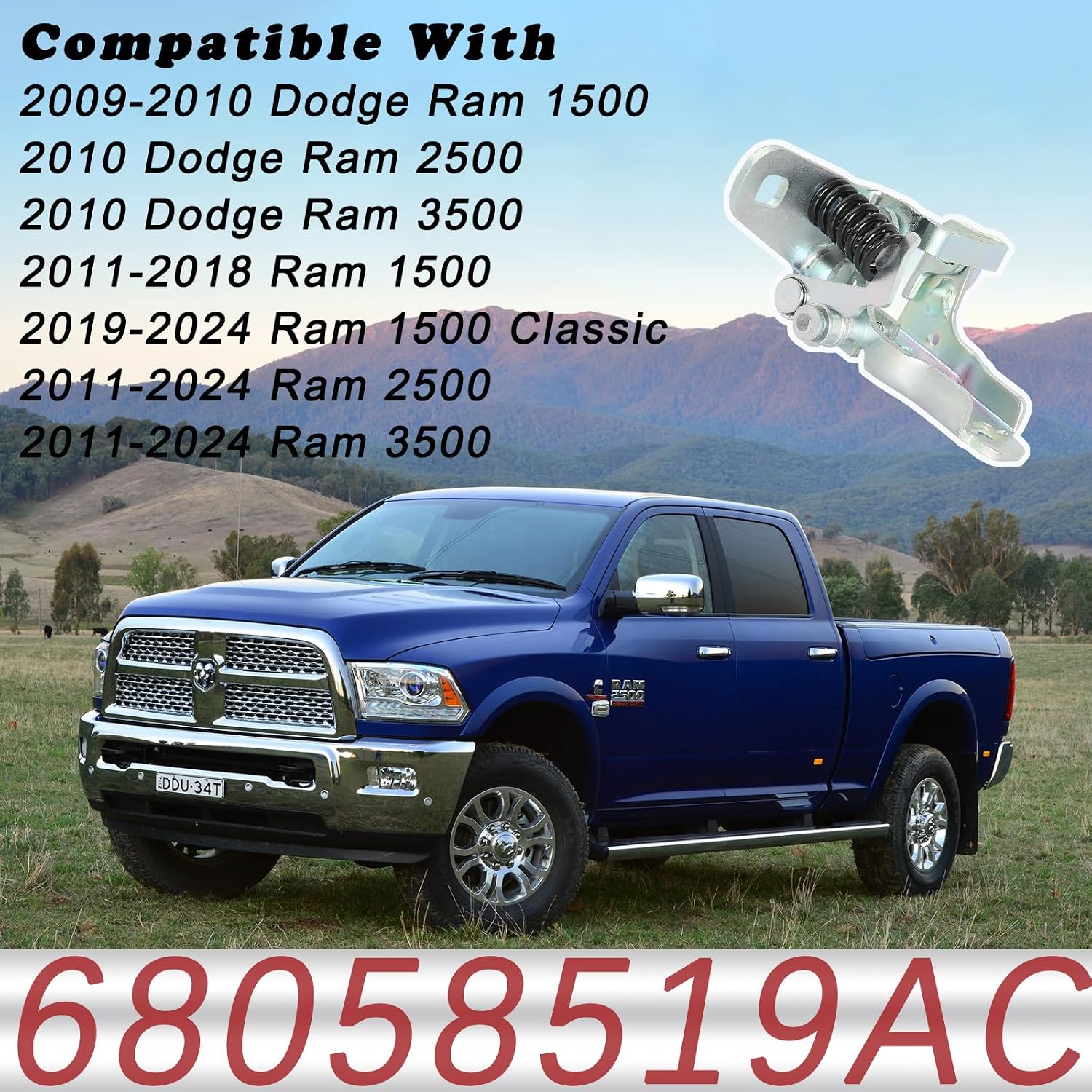 Front Lower Door Hinge Assembly | Fits Dodge Ram 1500 2009-2018,Ram 2500 3500 2010-2024,Ram 1500 Classic 2019-2024 Truck | Replaces 68058519AC 68058519AB Left Driver Side Car Door Hinges Pin