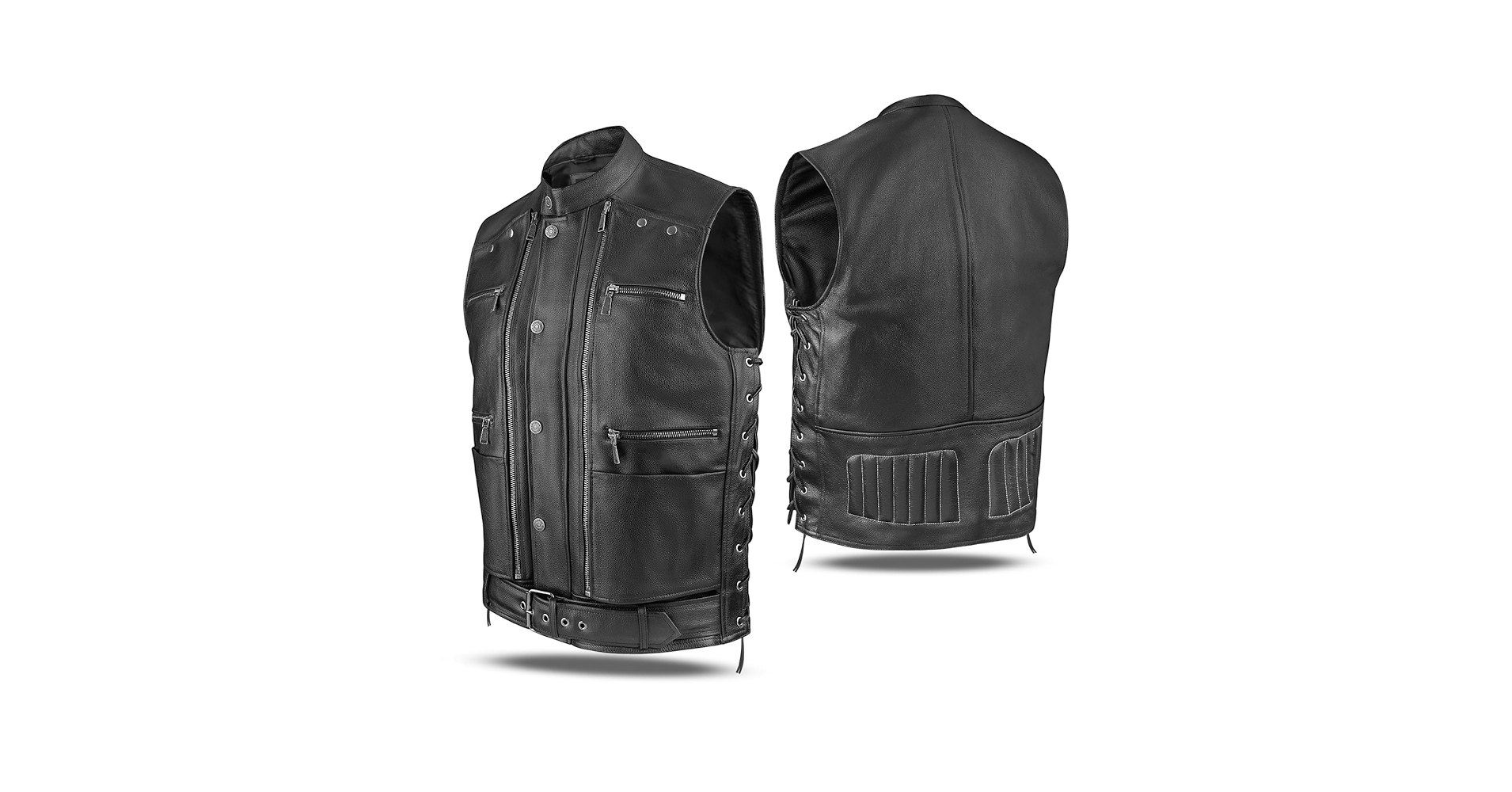 Amazon.com: COGOBUSH Mens Leather Vest Black - Finest Cow