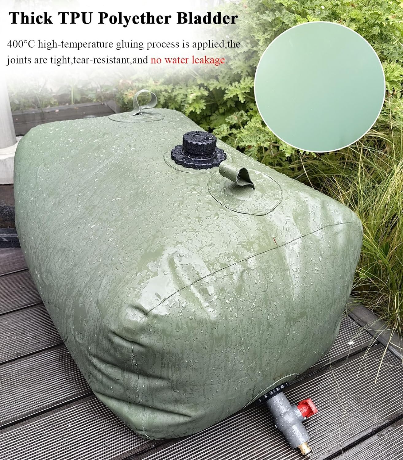 Foldable Portable Soft Water Bag Plastic Water Storage Tank 20 500 750 1000 2600 Gallon, Portable Large Water Bladder Bag for Camping Emergency Drought-Resistant, Folding Cistern Green Rain Reservoir