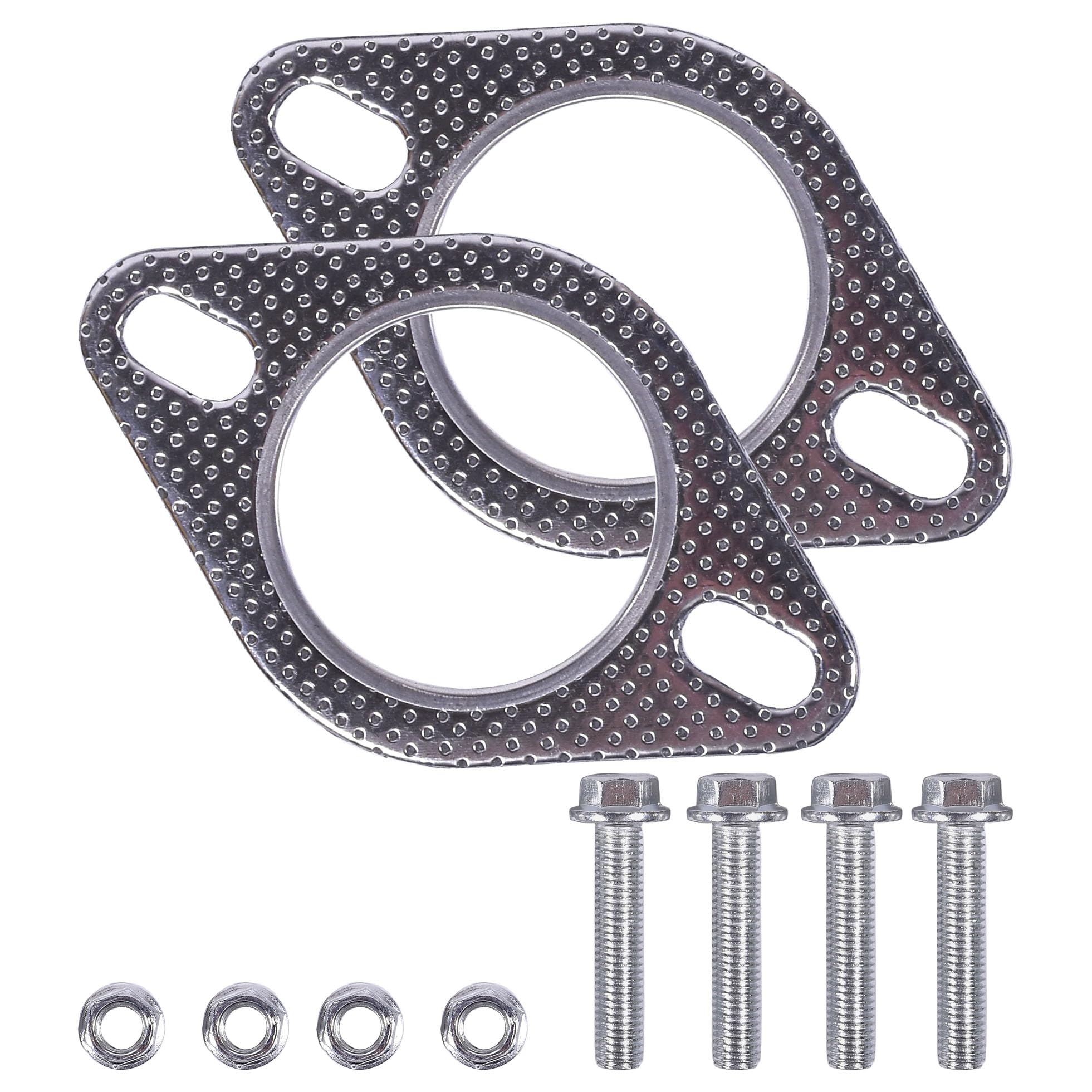 2PCS Exhaust Flange Gaskets&4 Exhaust bolts & Nuts, High-Temperature Exhaust Gasket (2.5 inches), Suitable For Cars And Trucks.-image-22