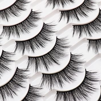 Eyelashes Natural Look Faux Mink Lashes Pack Handmade Fluffy False Eyelashes 14 Pairs Eye Lashes(54)