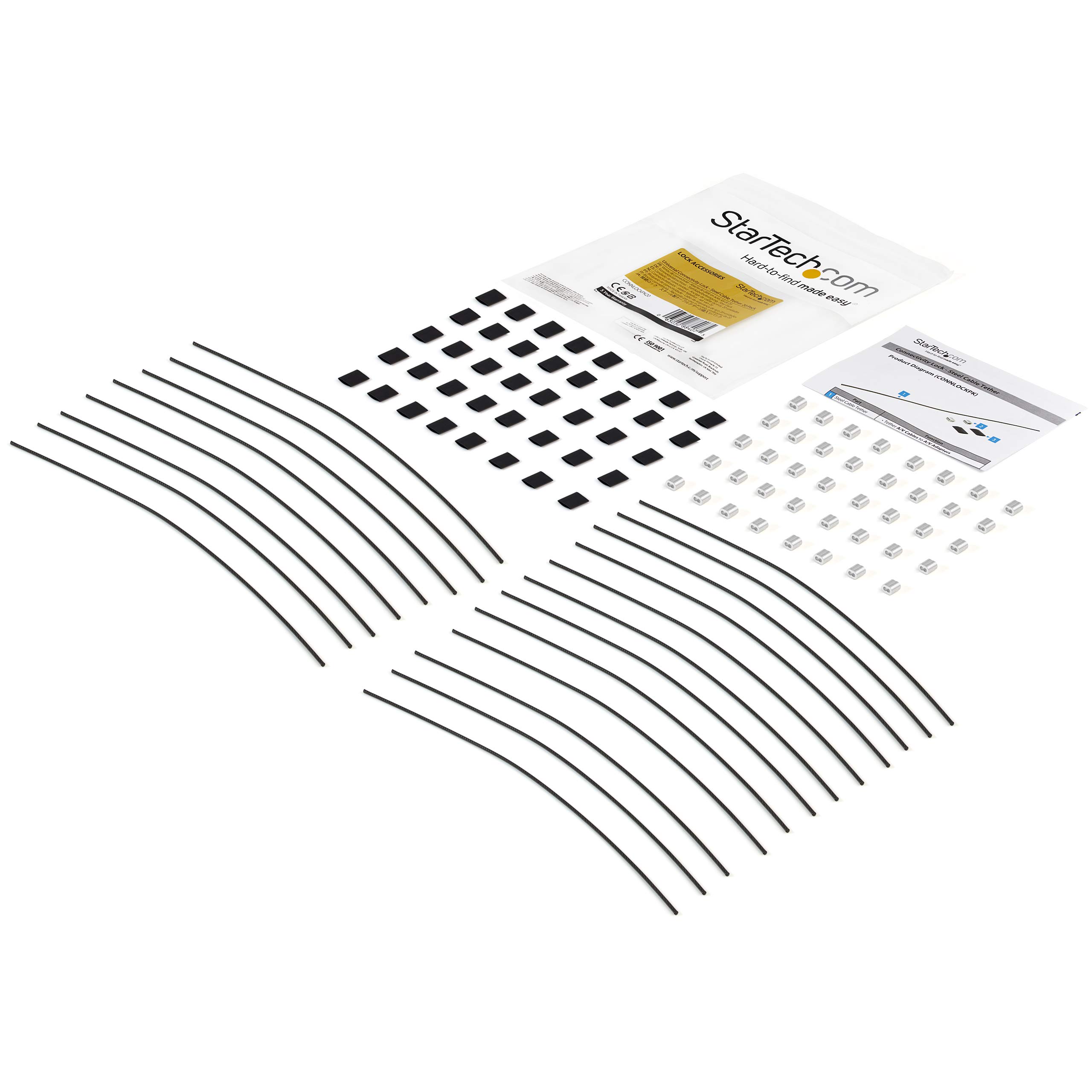StarTech Câble de Sécurité Réglable pour Adaptateurs (CONNLOCKPK20) | Attaches de câble anti-vol, Gaine thermorétractable, Coupe à la longueur voulue