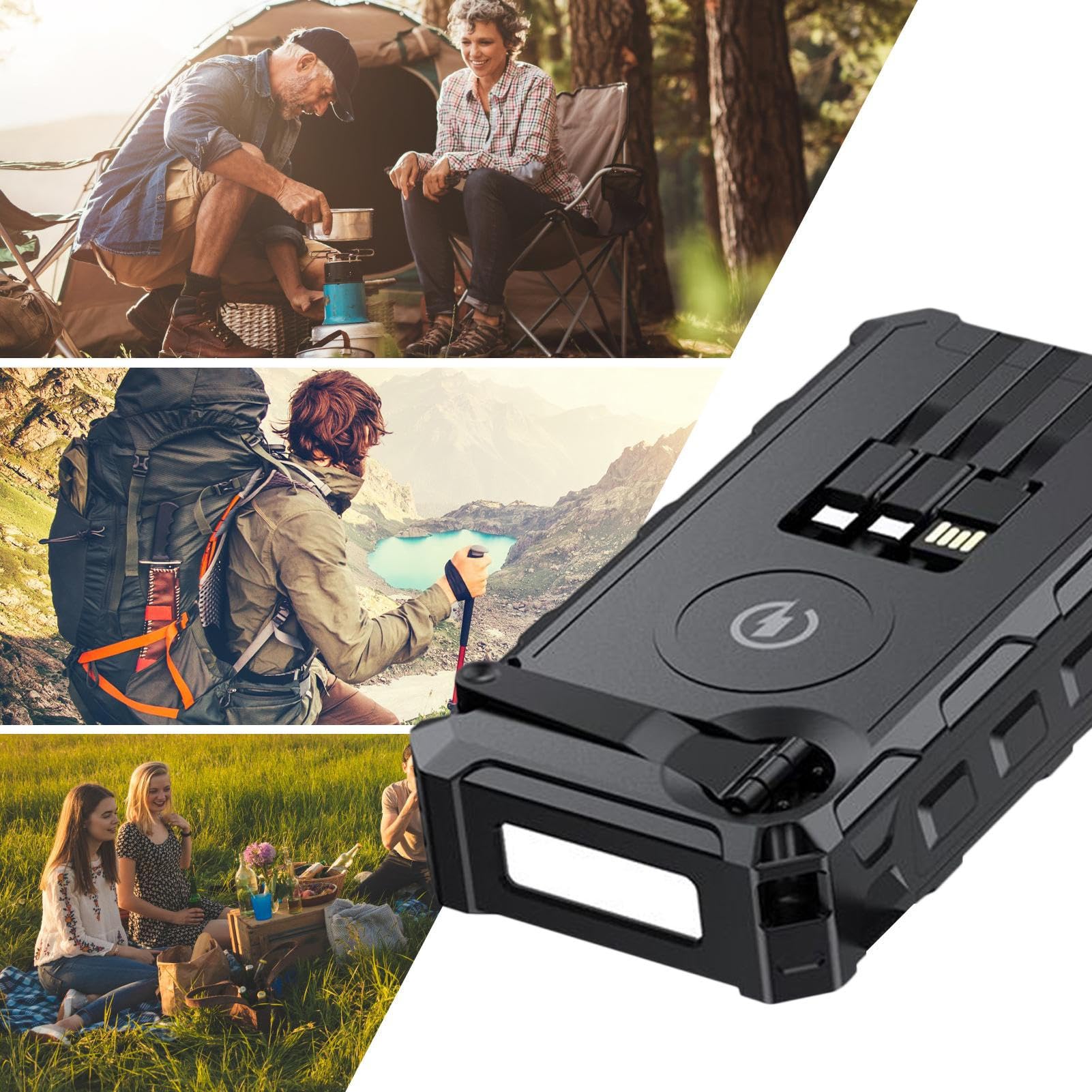 Batería Externa Solar Dispositivos Electrónicos Inalámbricos | Batería De Carga Rápida Con Luz Para Hogar Viajes Camping Pesca Hombres Mujeres Niños Jóvenes Atletas Ciclistas Golfistas