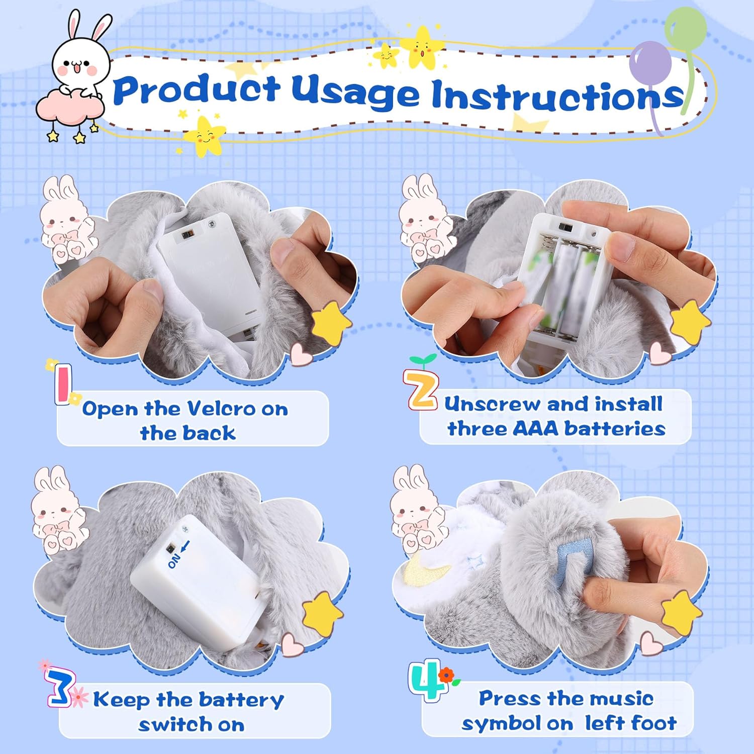 MIAODAM Soothing Cuddle Plush Toy, Breathing Stuffed Animal Bunny Plush with Realistic Breathing Action and Relaxing Music, for Babies and Toddlers, Hugging Plush for Emotional Comfort