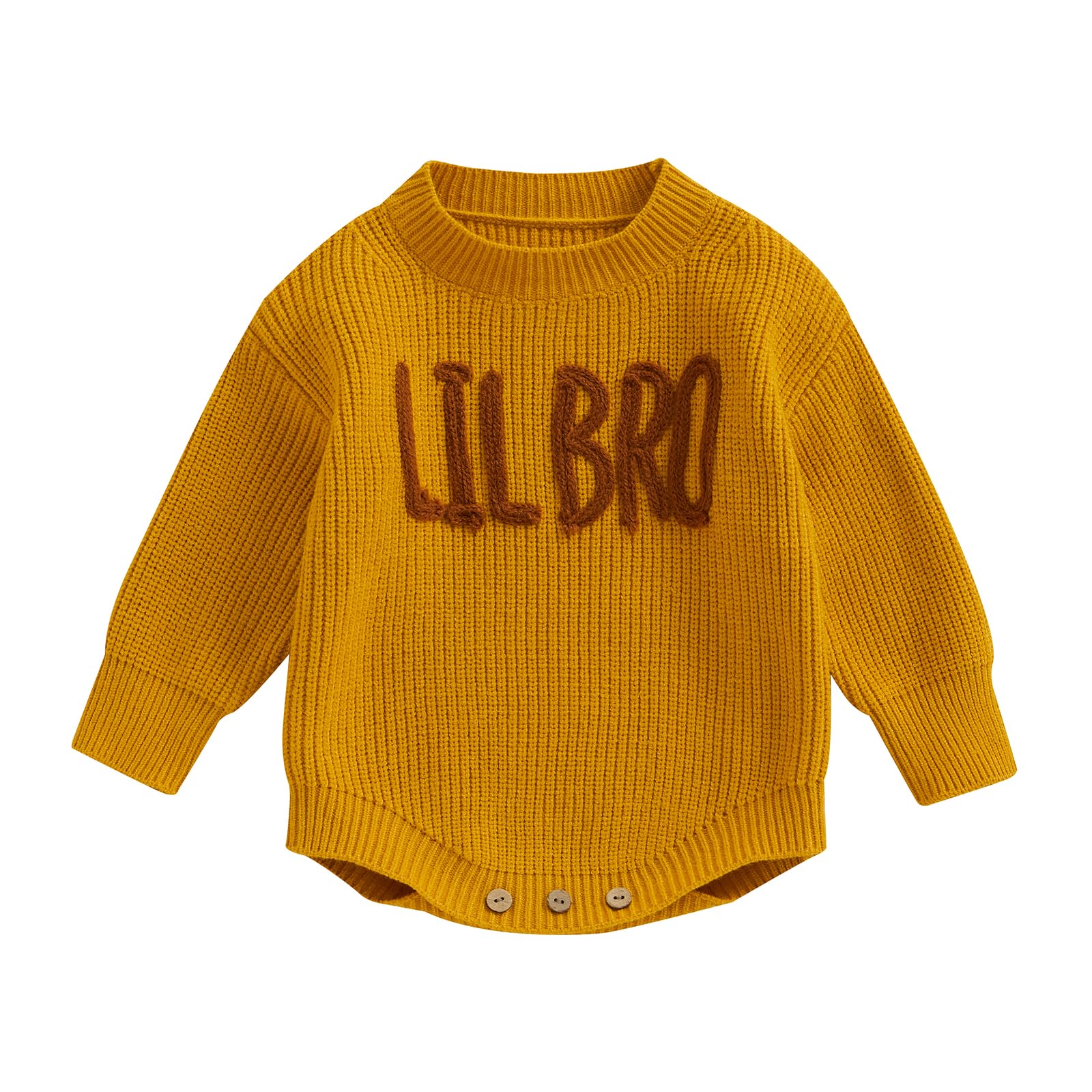 Kodaruber Matching Outfits Toddler Baby Boy Knit Sweater Romper Fall Winter Clothes (Little Brother Yellow Sweater Romper 0-3 Months)