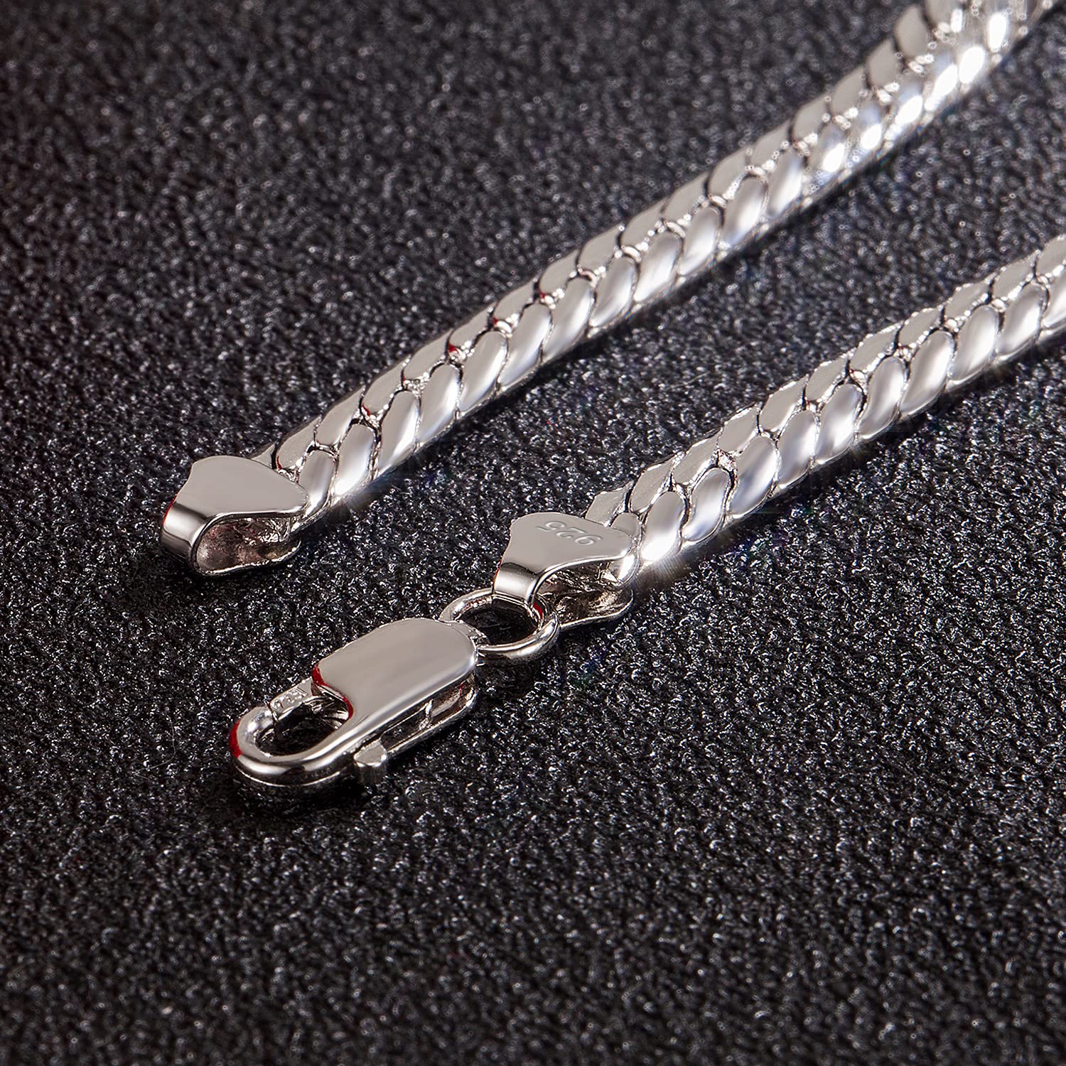 Dankadi Braccialetto a forma di serpente, 6 mm, in argento Sterling 925, 24 K, dorato, catena a serpentina piatta 6,7" a 9", bracciale morbido, maglia rotonda, regalo di gioielli per festa per uomo e