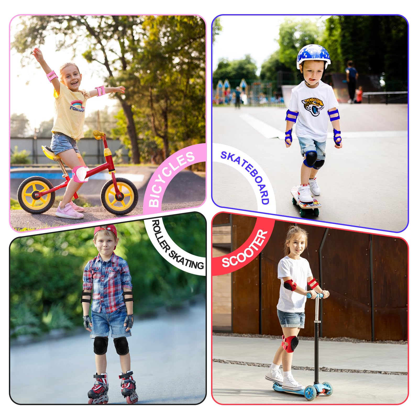 Knieschoner Kinder 3-14 Jahre,6-TLG.mit Ellbogen- und Handgelenkschutz passend für Jungen und Mädchen,Kinder Knieschoner Set für Inliner Skates Scooter Fahrrad Rollschuhe