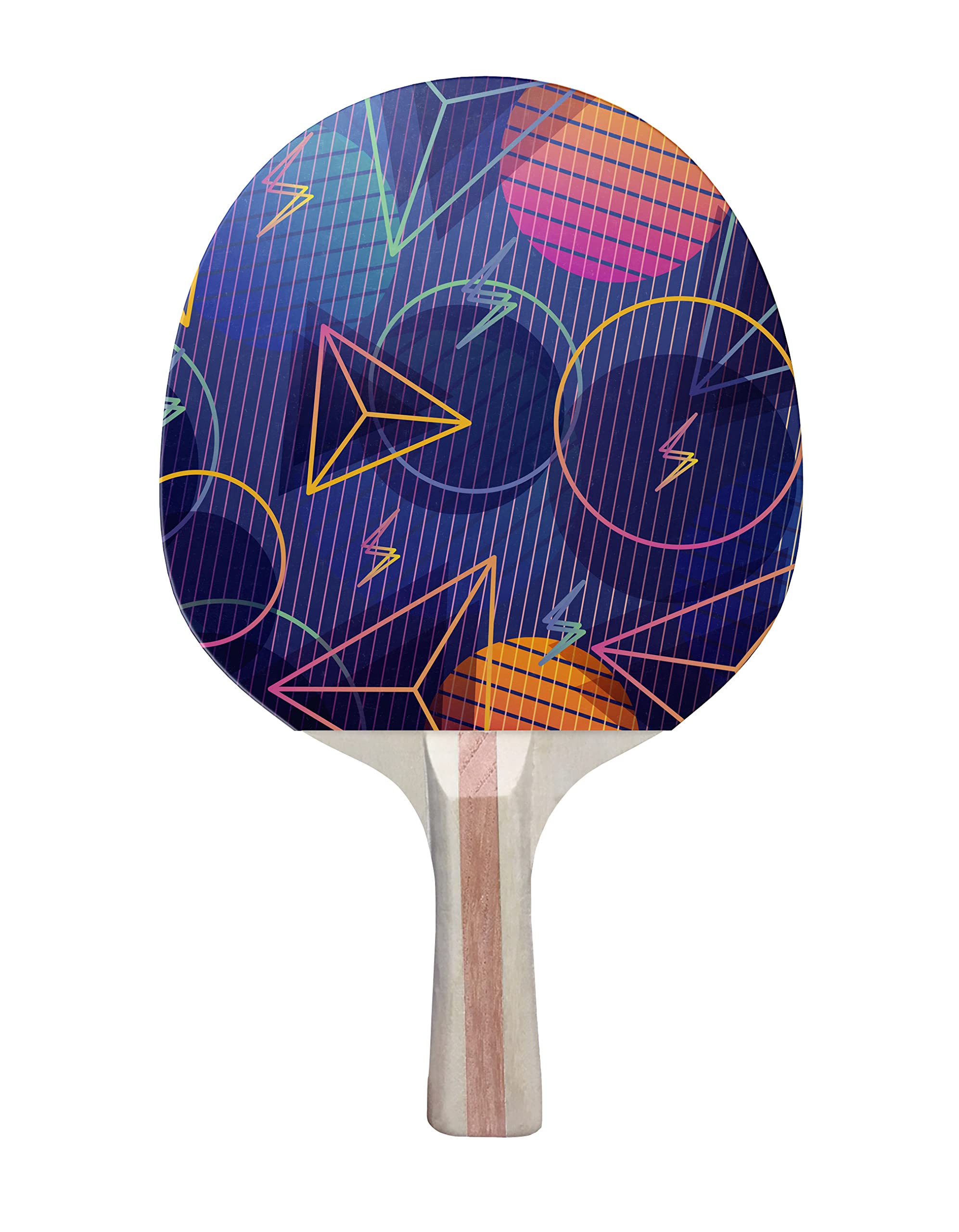 TigerTail Sports Abstract Geometric Colorful Design Ping Pong Paddle, Premium 5 Ply Table Tennis Racket (Black on Back)