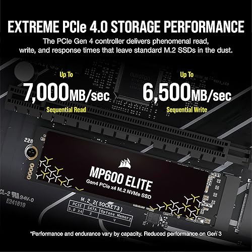 Miniatura 2 de Corsair MP600 Elite 2TB M.2 PCIe Gen4 x4 NVMe SSD - M.2 2280 - Lectura secuencial de hasta 7.000MBseg - NAND TLC 3D de alta densidad - Negro