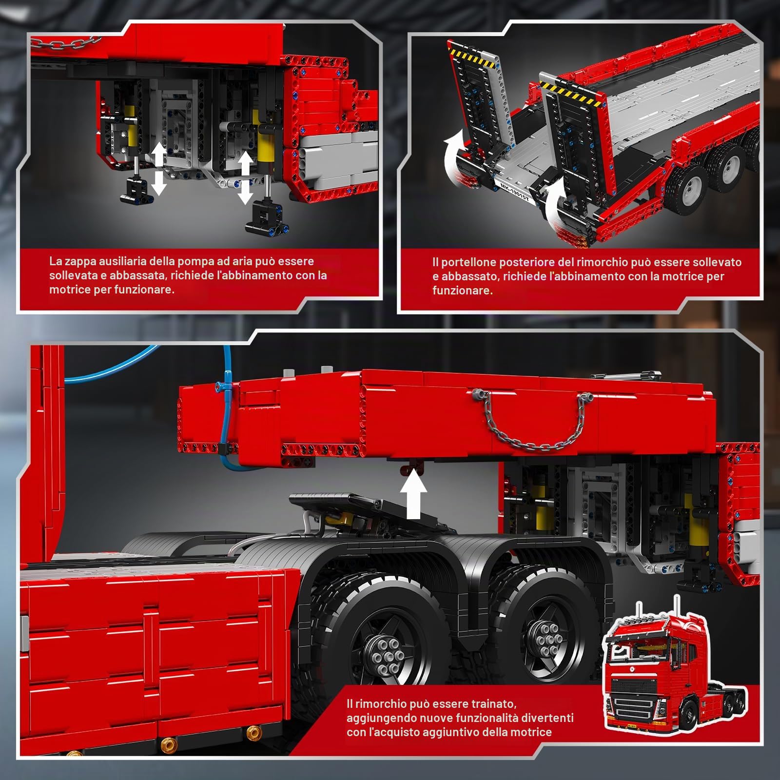 Mould King 19015T Kit di Blocchi di Costruzione per Trattore e Rimorchio, Serie di Ingegneria Mobile