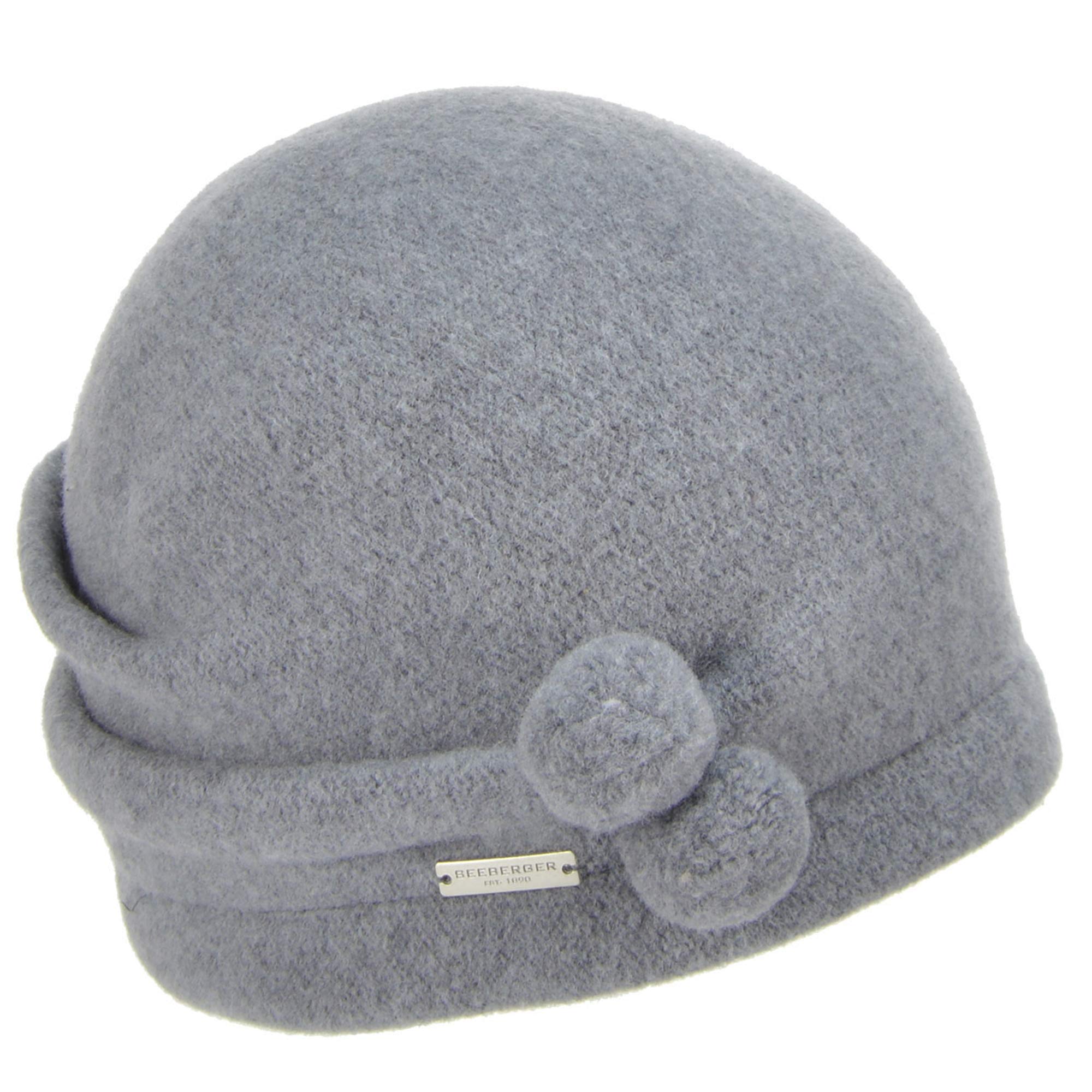 Seeberger Damenmütze aus Beanie aus Wolle, Walkbeanie mit Mini-Pompons, Einheitsgröße, Herbst/Winter, Mittelgrau Smoke, One size