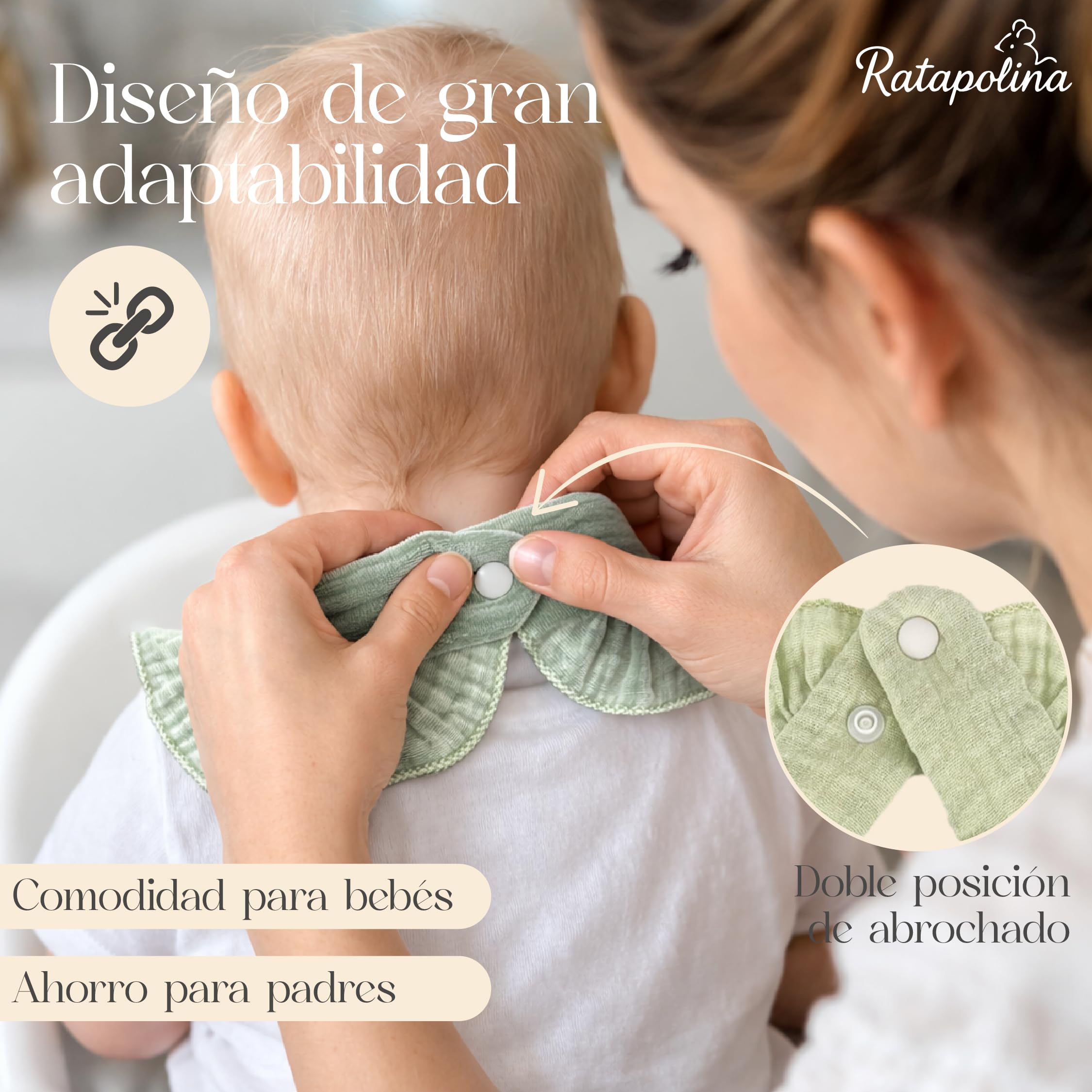 Baberos Bebe Impermeables de Muselina – Pack de 5, Diseño Elegante con Capa Impermeable Interior, Suaves y Resistentes