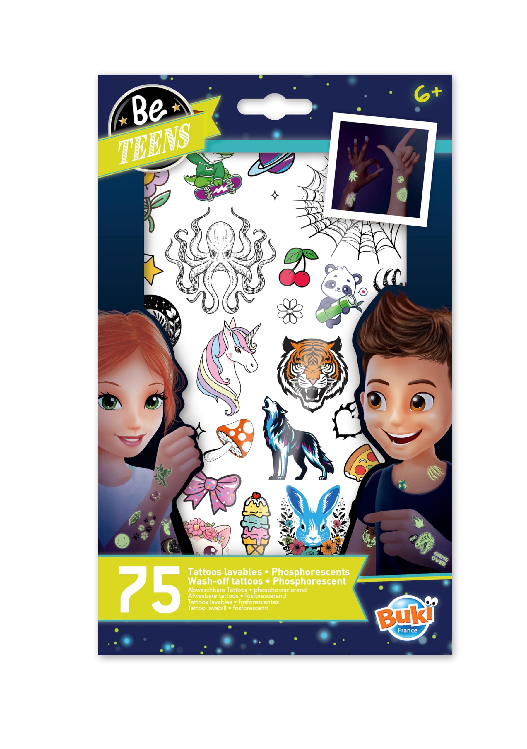 Buki - Glow in the Dark Tattoos, TA008, Multicolour