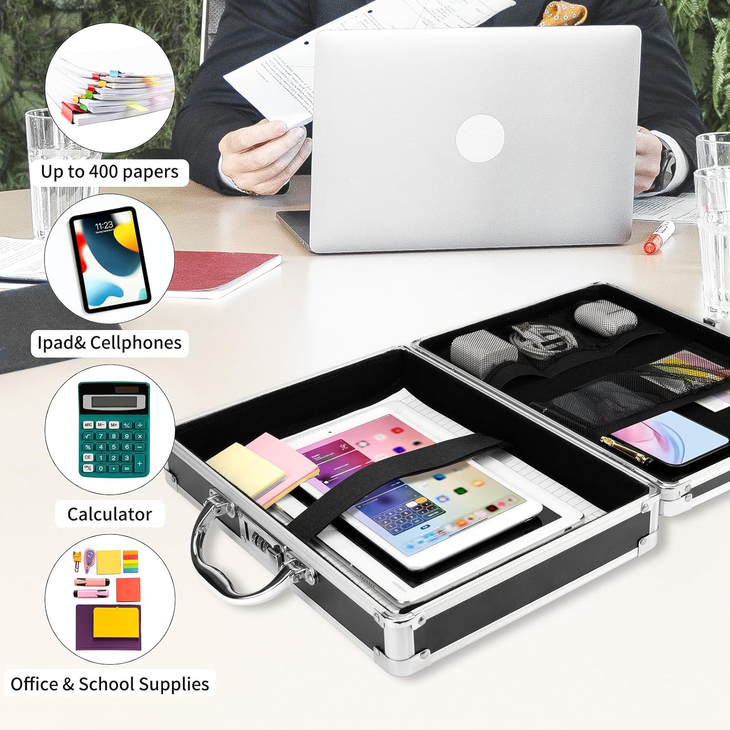 Clipboard with Storage Combination Lock Clipboards Briefcase Heavy Duty Box Aluminum Metal with Handle, Storage Clipboard Maximum Security Large Capacity