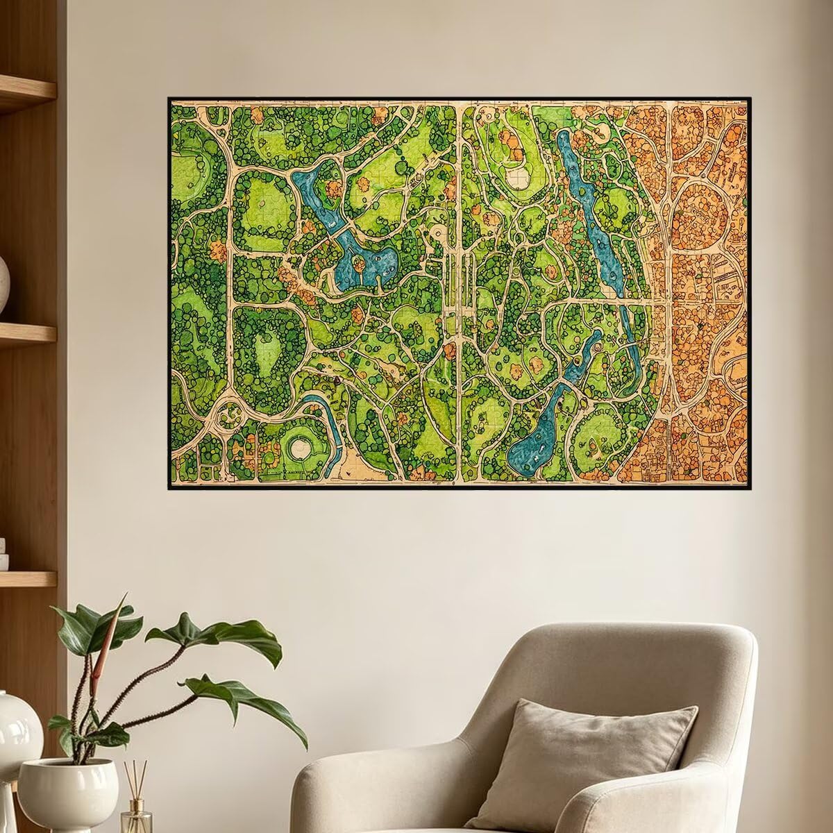 Puzzle 1500 elementów dla dorosłych drewniana mapa, puzzle retro, 87x57cm