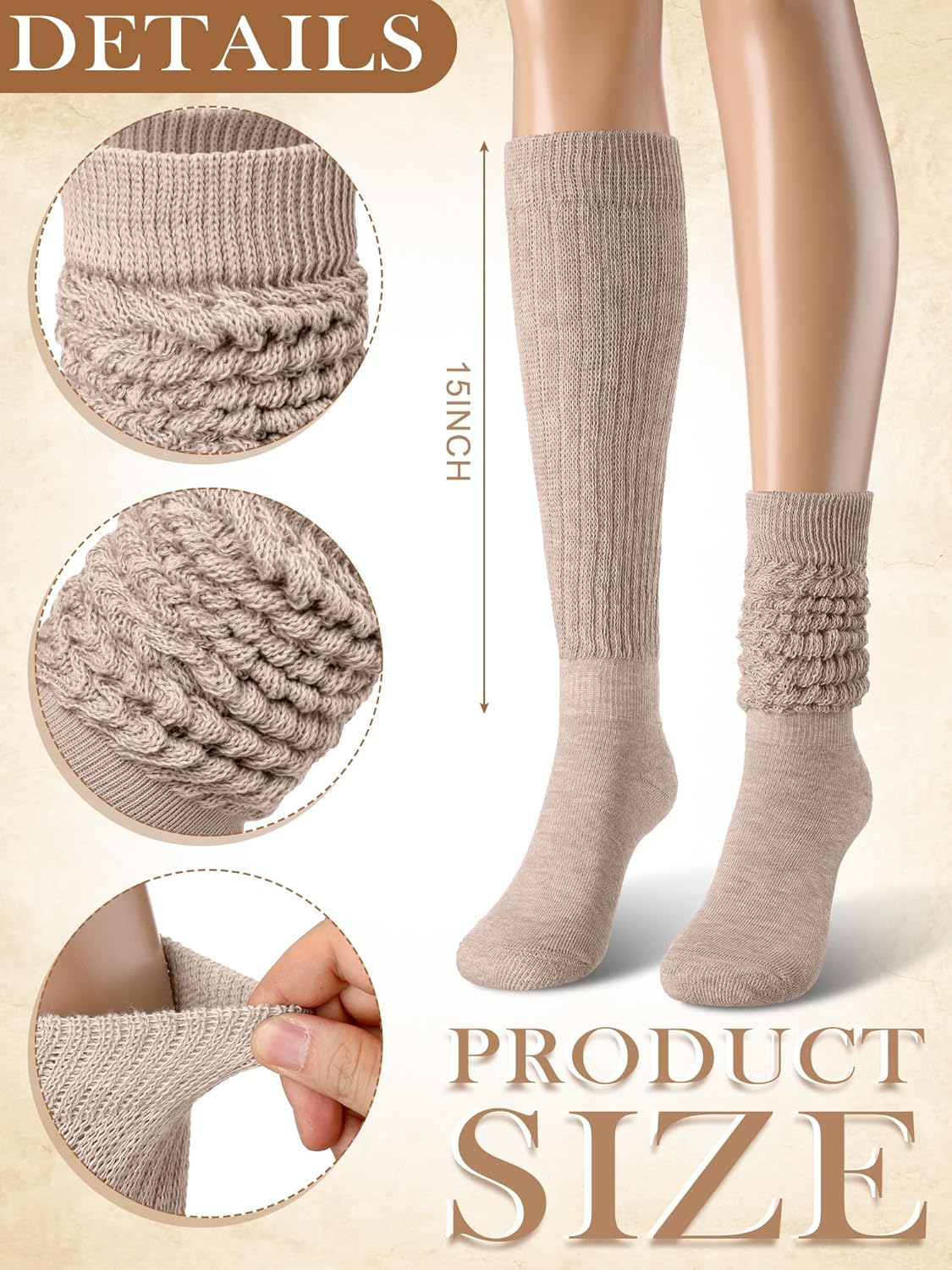 Janmercy 4 Pairs Slouch Socks for Women Bulk Stacked Boot 80s 90s Neon Slouch Knit Scrunchie Socks - Image 5