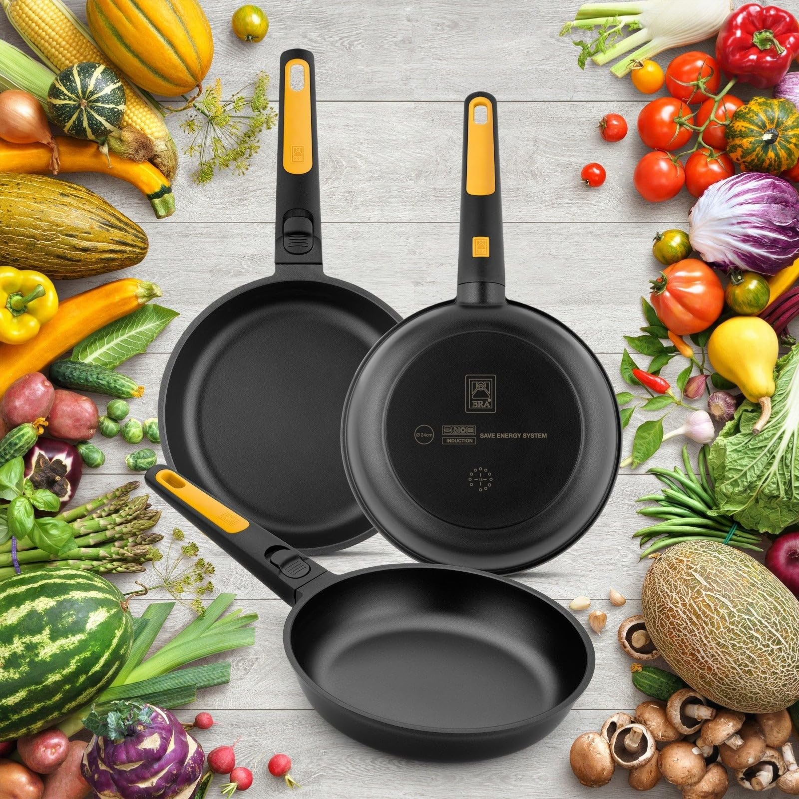BRA Fast Click Padella 20cm Alluminio Fuso Antiaderente Full Induction