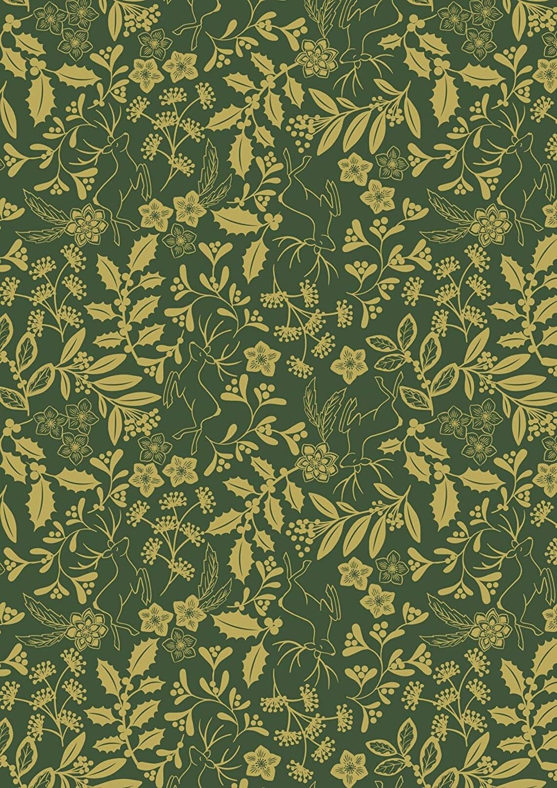 Simply Sew Crafty Multicoloured Simply Sew Crafty™ 100% Cotton Makower Fabric - Christmas Designs - Sold Per Metre/Half Metre (Winter Foliage Green, 1 Metre)