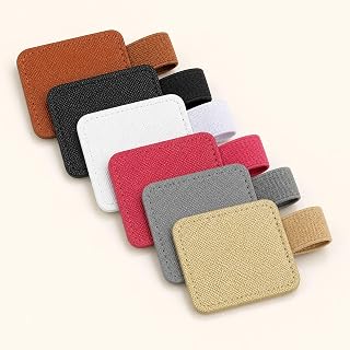 6Pcs Leather Pen Loop Holder, Elastic Pencil Holder Strap for Notebooks, Journals, Planners & Tablet Case, 6 Colors Set (Brown + Black + White + Rose Red + Gray + Gold)