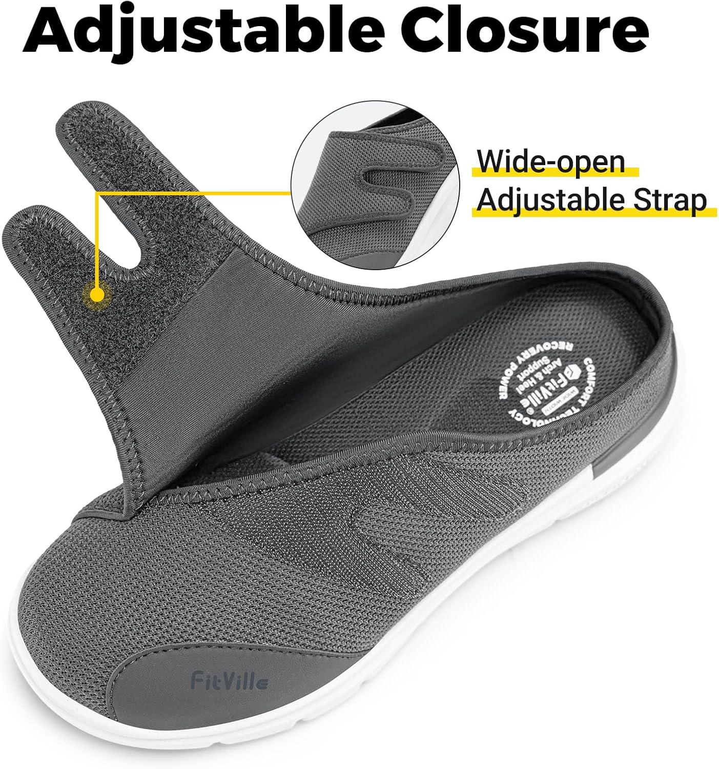 FitVille Orthopedic Slippers for Men with Arch Support, Extra Wide Slip-On Design for All-Day Comfort Ideal for Diabetes, Neuropathy, Swollen Feet & Lymphedema - Image 4