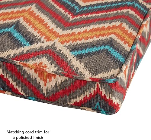 Miniatura 4 de Greendale Home Fashions Cojín de asiento reversible cuadrado de 18 pulgadas para exteriores, Azteca, 2 unidades