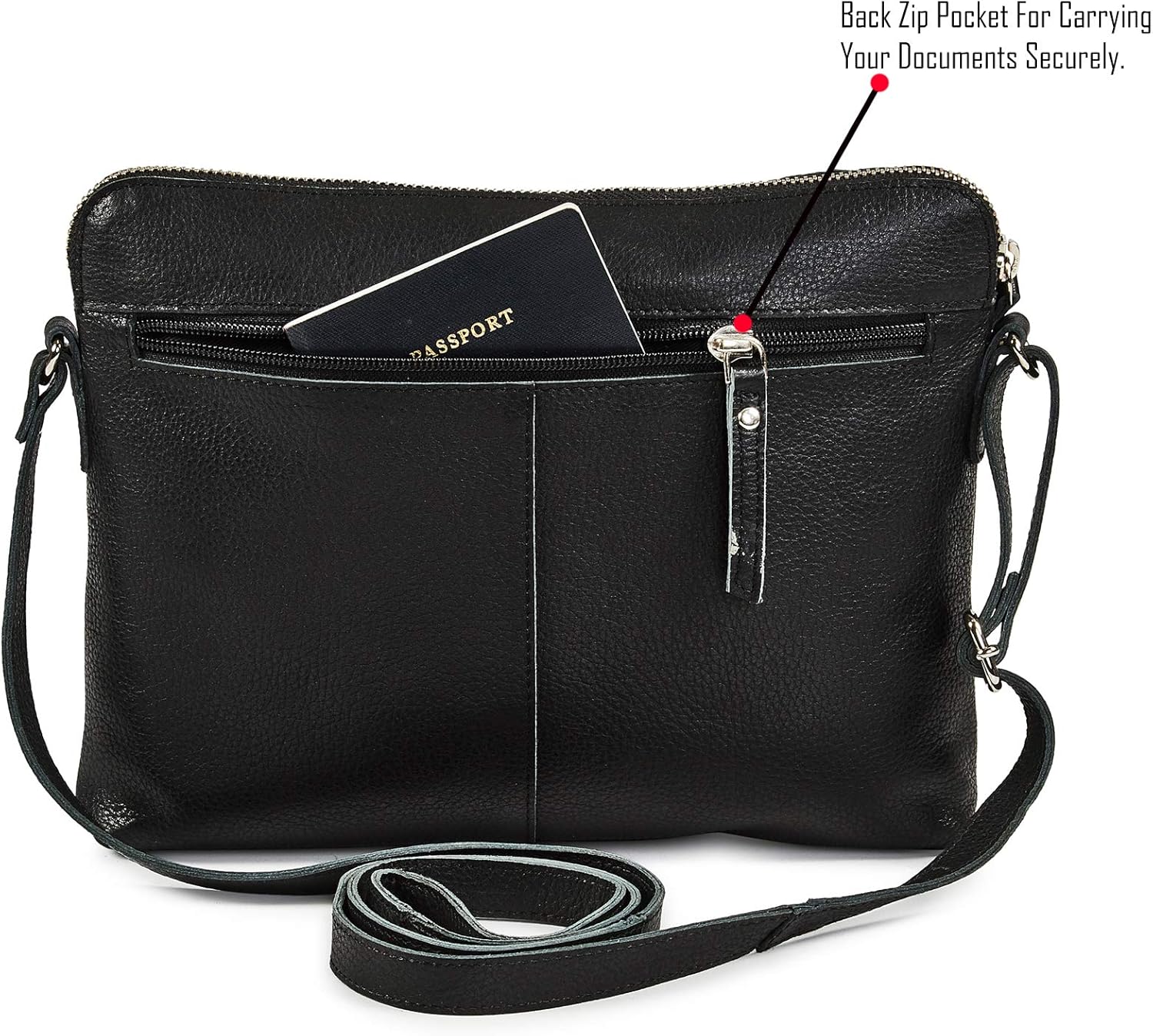 Leather Crossbody Bags for Women Small Soft Genuine Pebbled Sling Shoulder Handbag Crossover Purse with Full Adjustable Strap (Black Nappa) - Image 5