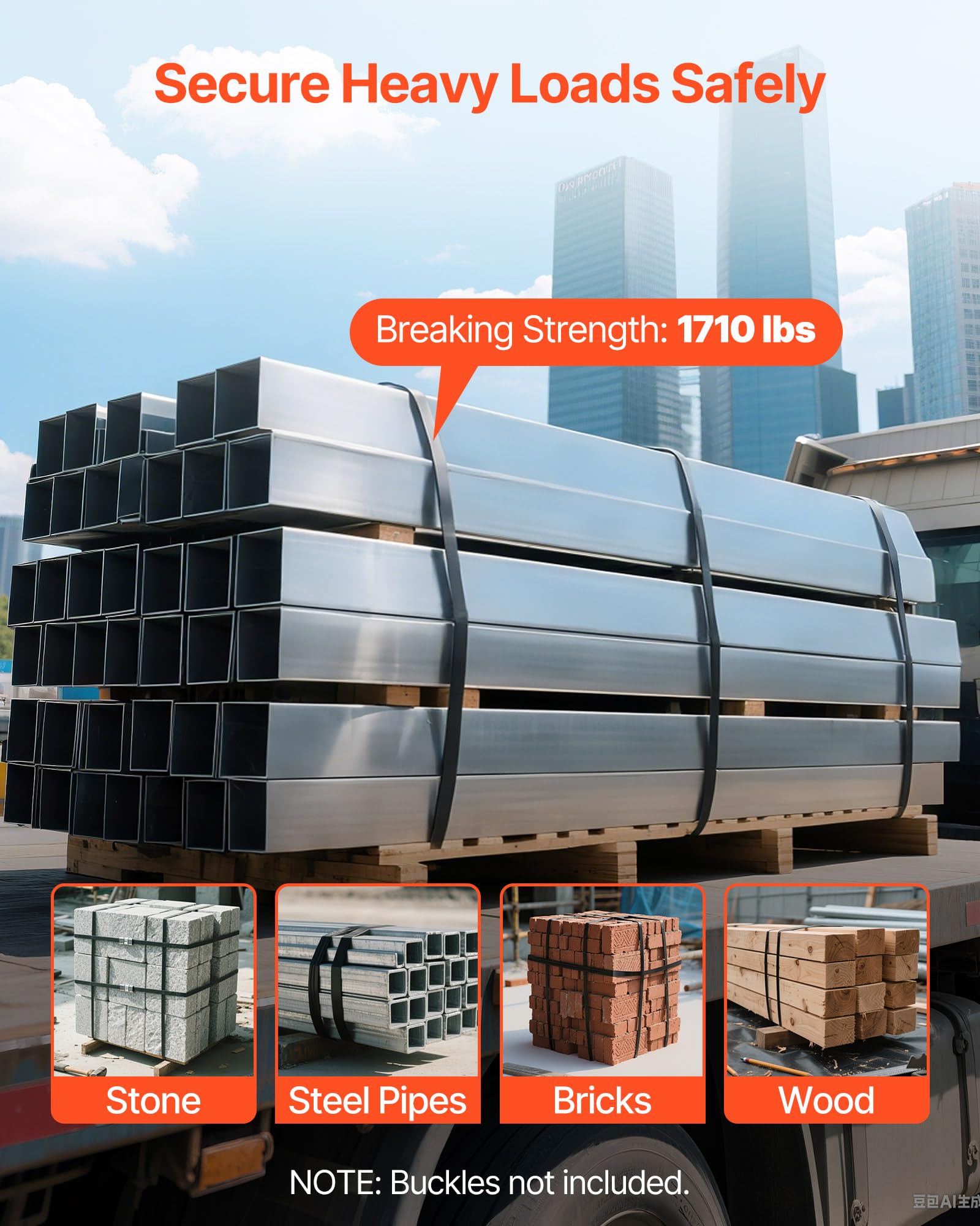 VEVOR Bobina di Reggetta in Acciaio, 19 mm x 0,55 mm x 91 m, Rotolo di Reggia in Metallo Resistente ad Ambienti Difficili, Resistenza alla Rottura di 775,6 kg, per Pallet per Imballaggio su Pallet