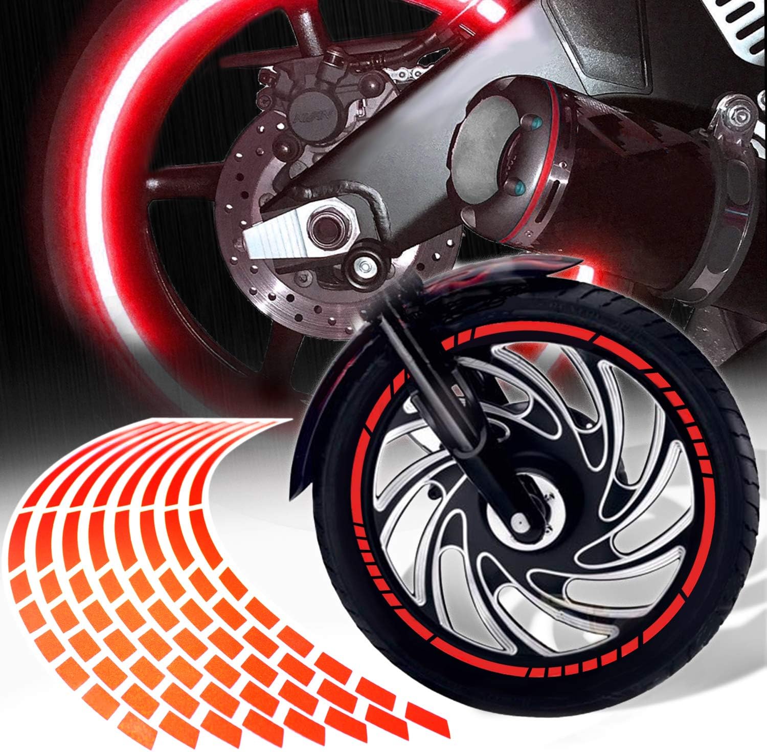 ExtremePowersport 16inch 18inch 16"/17"/18" Reflective Rim Tapes/Motorcycle/Dirt