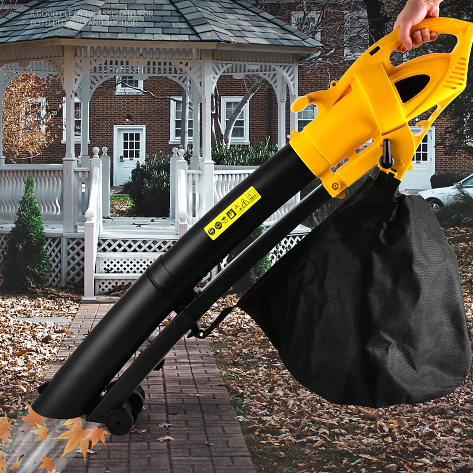 Soplador De Hojas Inalámbrico, Limpiador De Hojas Eléctrico, Soplador De Hojas De Mano Ligero Y Pequeño Con Bolsa Recolectora De Hojas De 35 L, Motor De 3000 W Y Velocidad De 7000-15000 R/min
