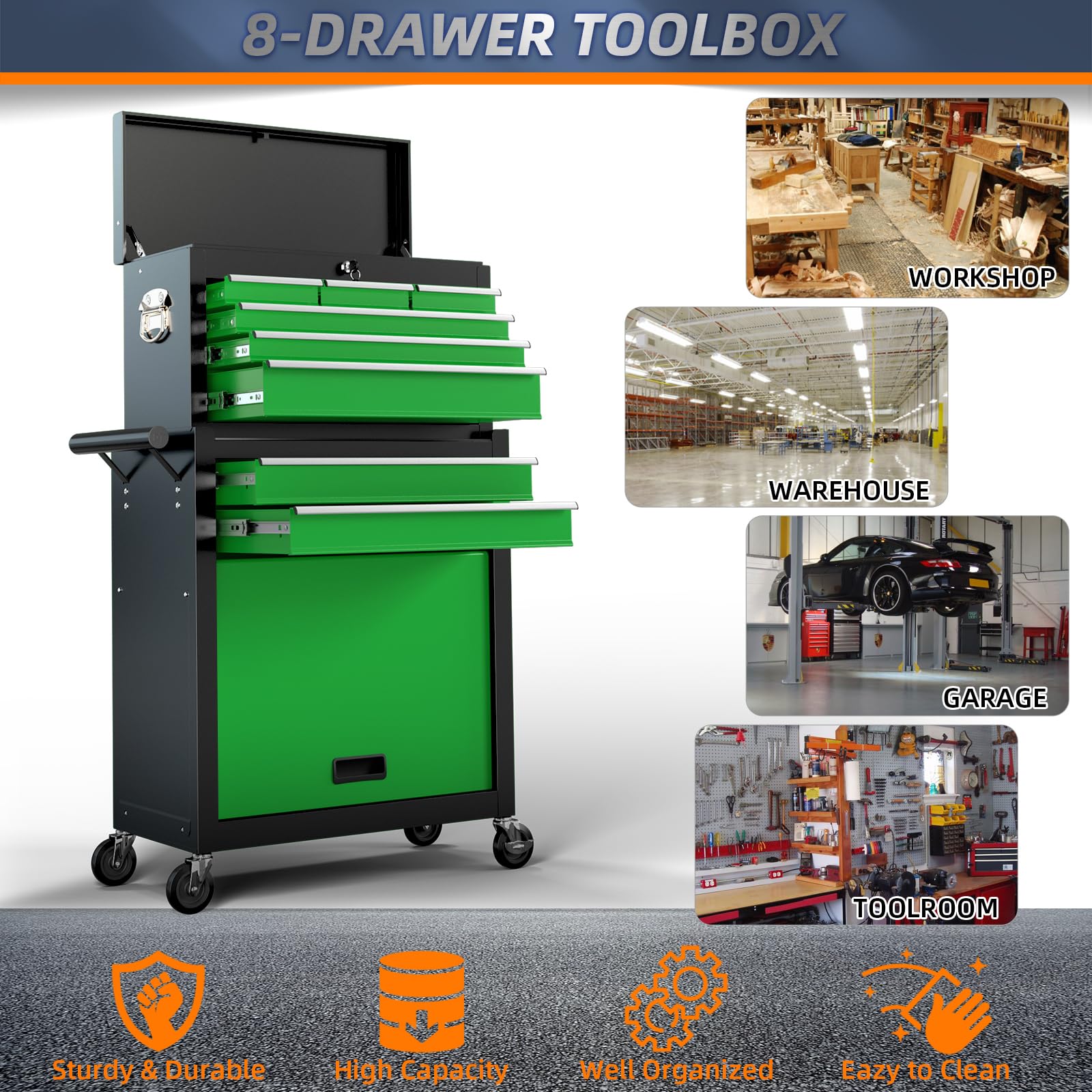 Amazon.com: DUSACOM 8-Drawer High Capacity Rolling Tool Chest with