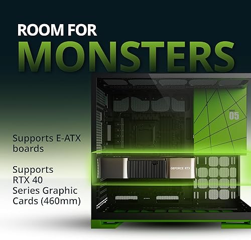 Miniatura 5 de Geometric Future Torre media de vidrio templado M5, estuche para juegos E-ATXATX, acero de 0.047 in, tipo C, paneles sin herramientas, soporte para