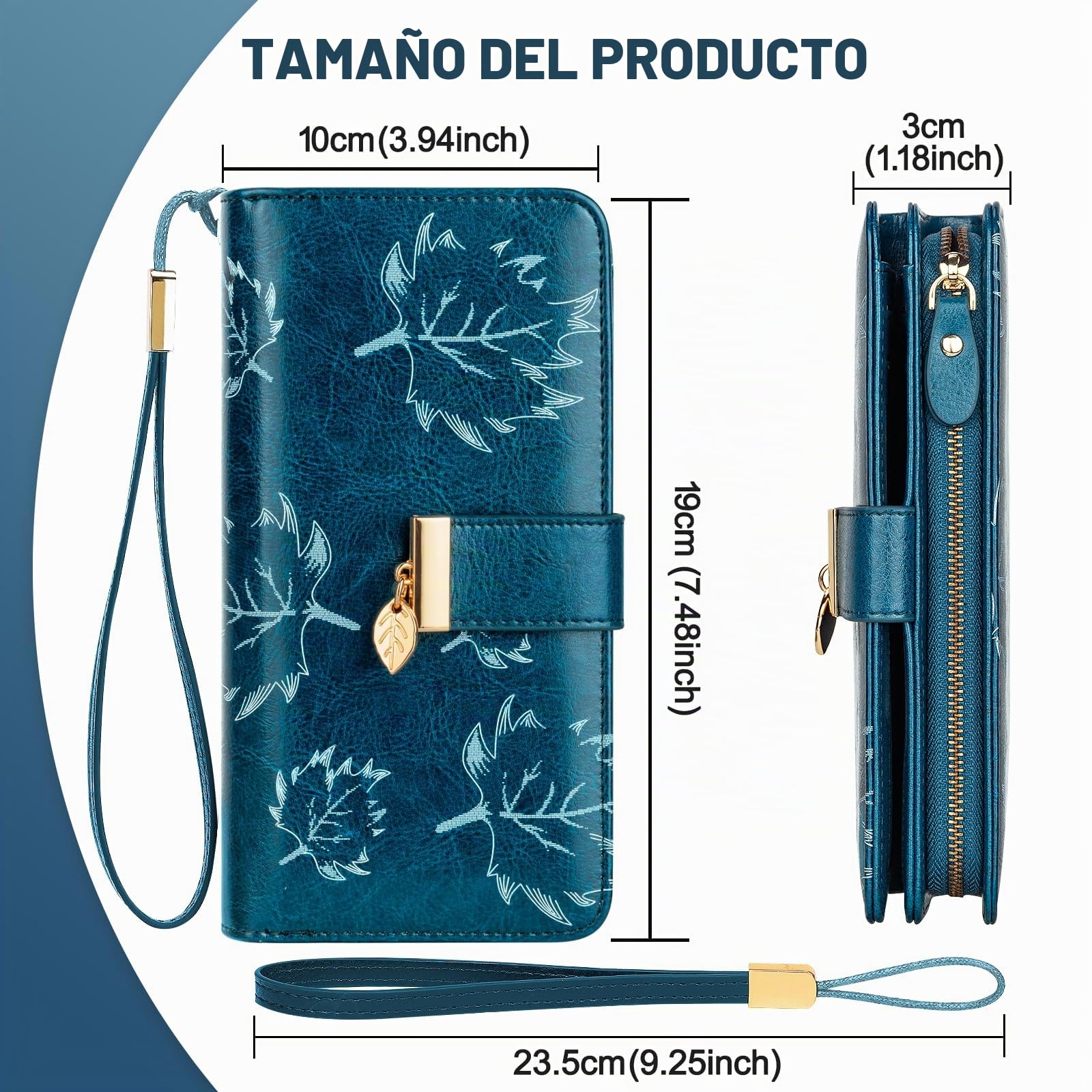 Luroon - Cartera para Mujer Larga, Gran Capacidad, RFID de Bloqueo de Piel auténtica, Monedero para Mujer, Elegante Cartera para Fiesta con 24 Ranuras para Tarjetas