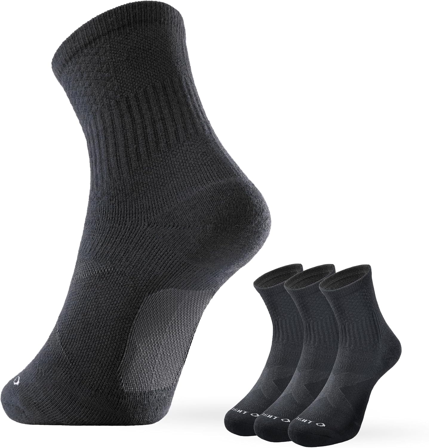 BRIGHTO No-Slip Crew Socks - Snug Fit, Arch Support Cushioned Socks (3-Pack) - Performance Sports Socks, Made in Taiwan