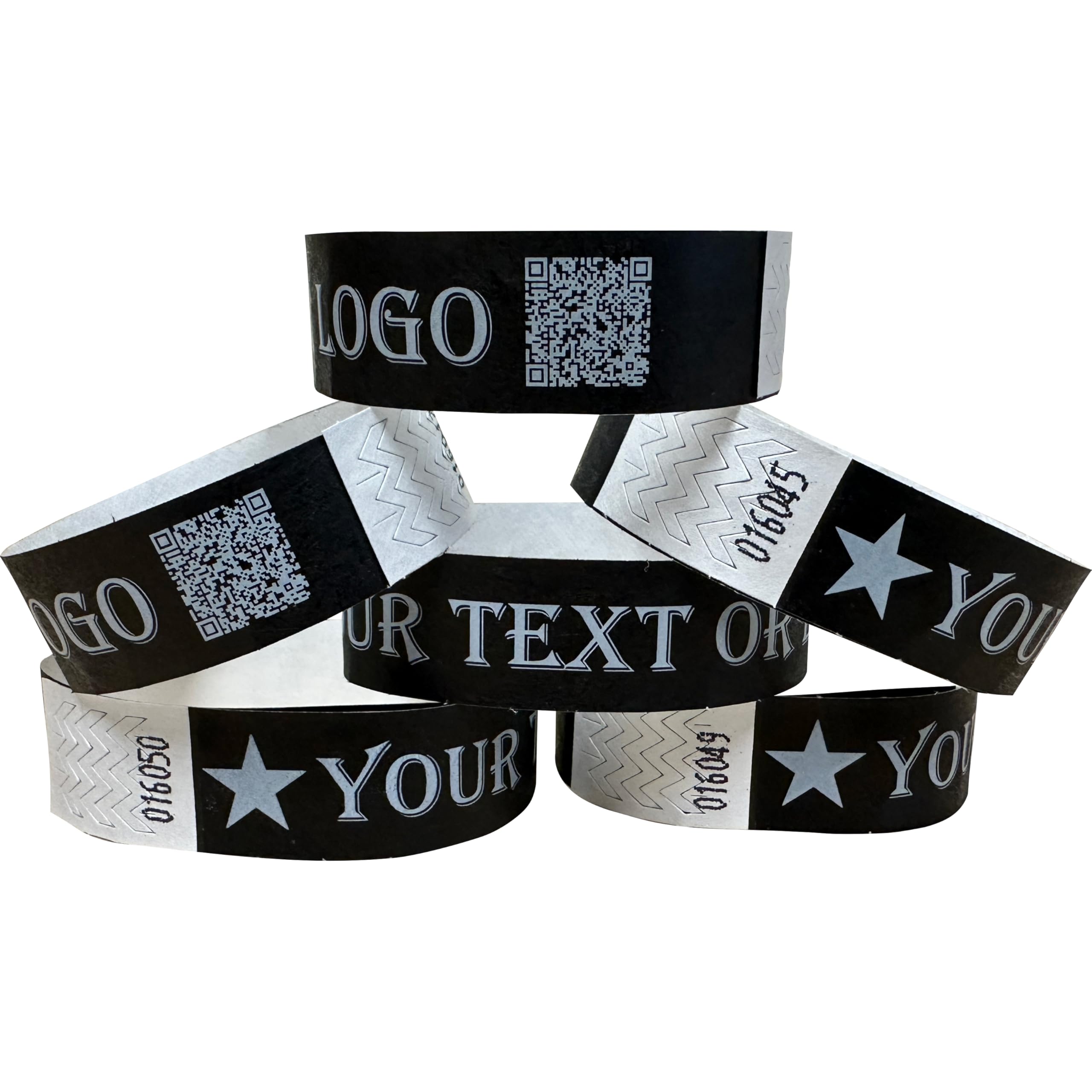 400 Schwarz Individuell Bedruckte Tyvek-Armbänder mit Ihrem Personalisierten Text/Logo für veranstaltungen, Partys, Festivals, ID